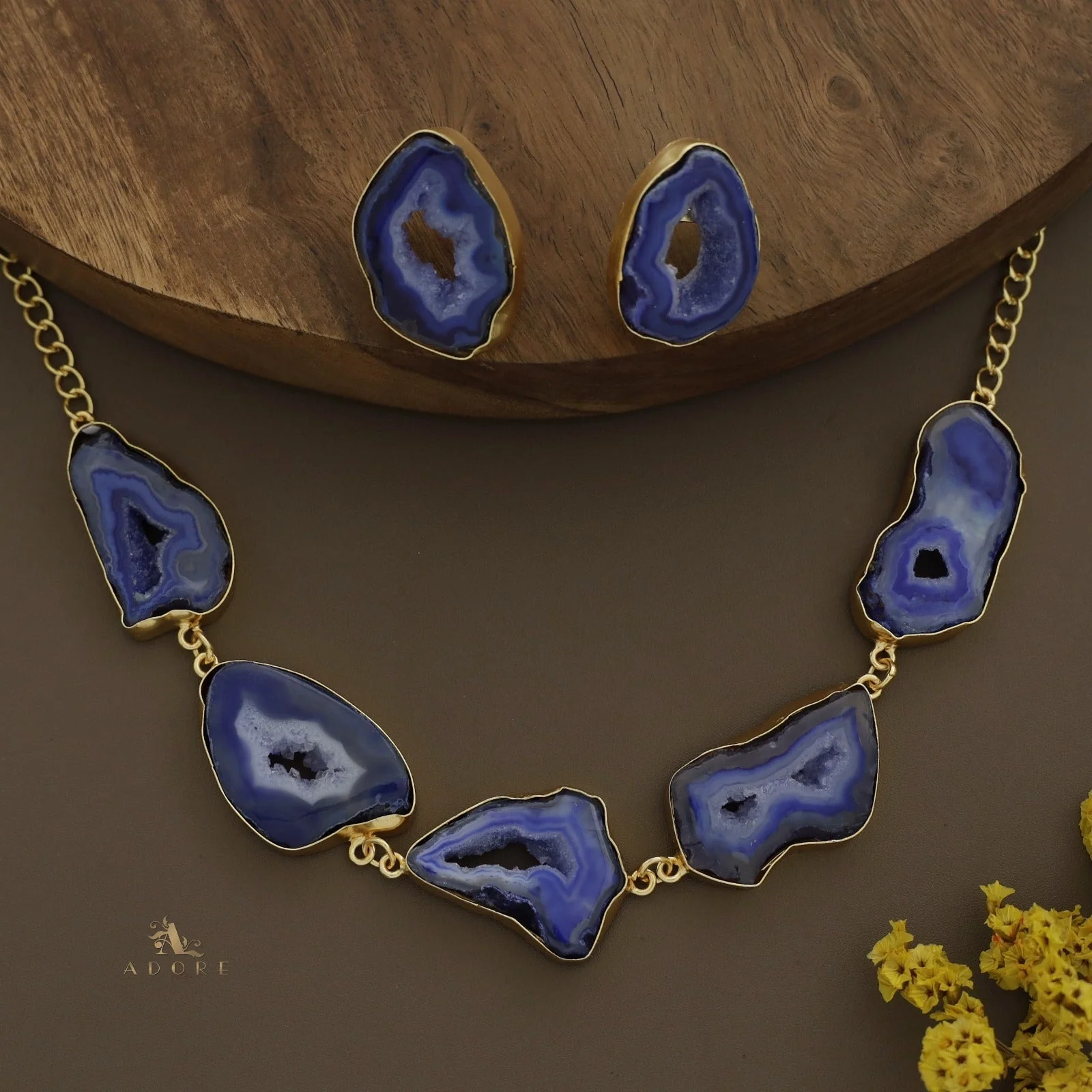 Britney Agate Choker/Short Neckpiece With Earring - Image 38