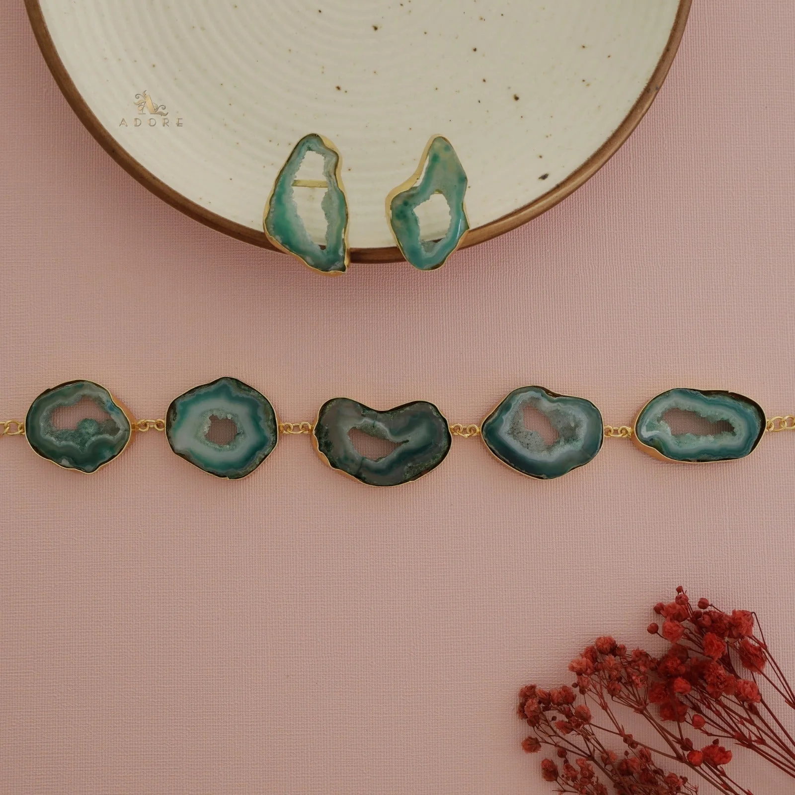 Britney Agate Choker/Short Neckpiece With Earring - Image 40