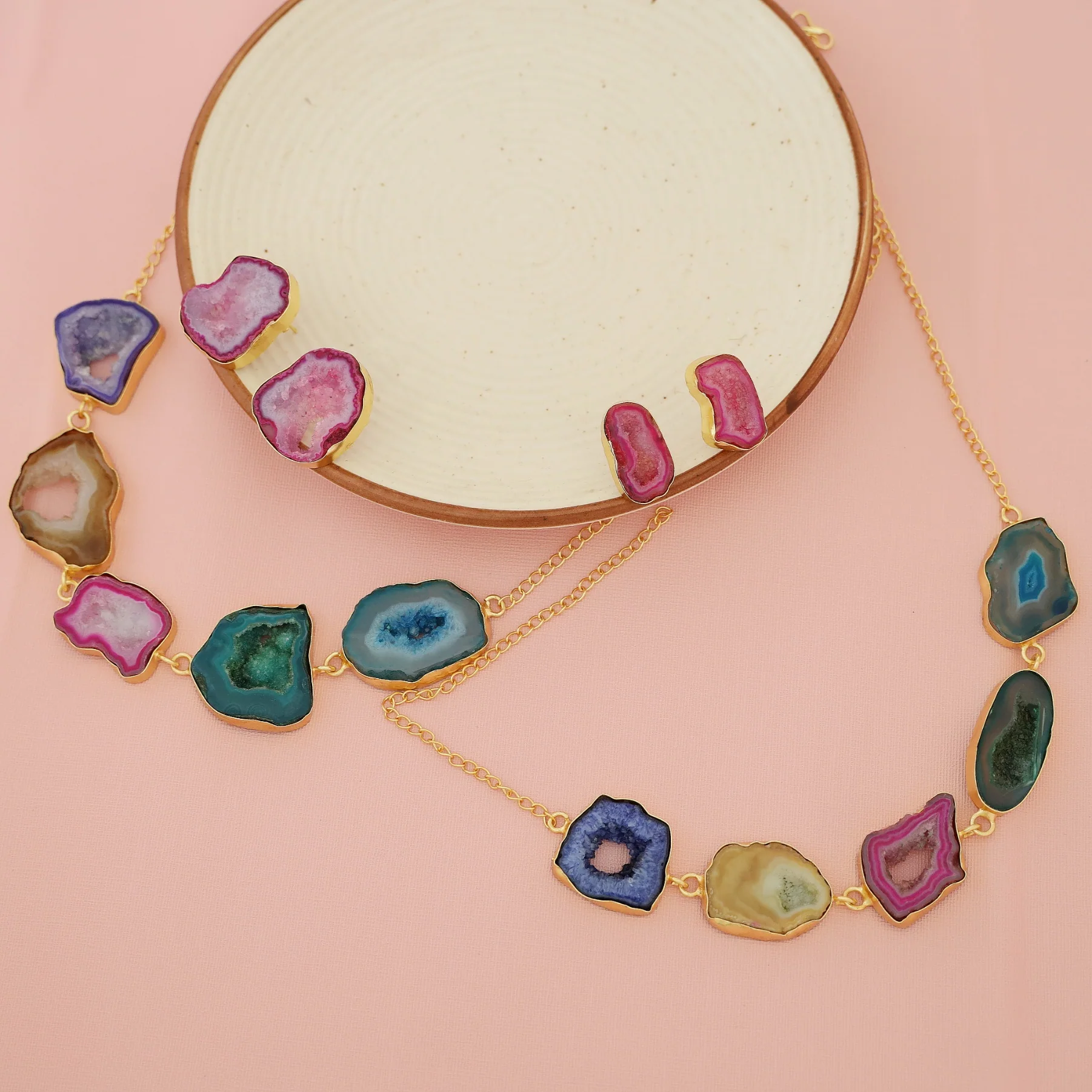 Britney Agate Choker/Short Neckpiece With Earring - Image 47