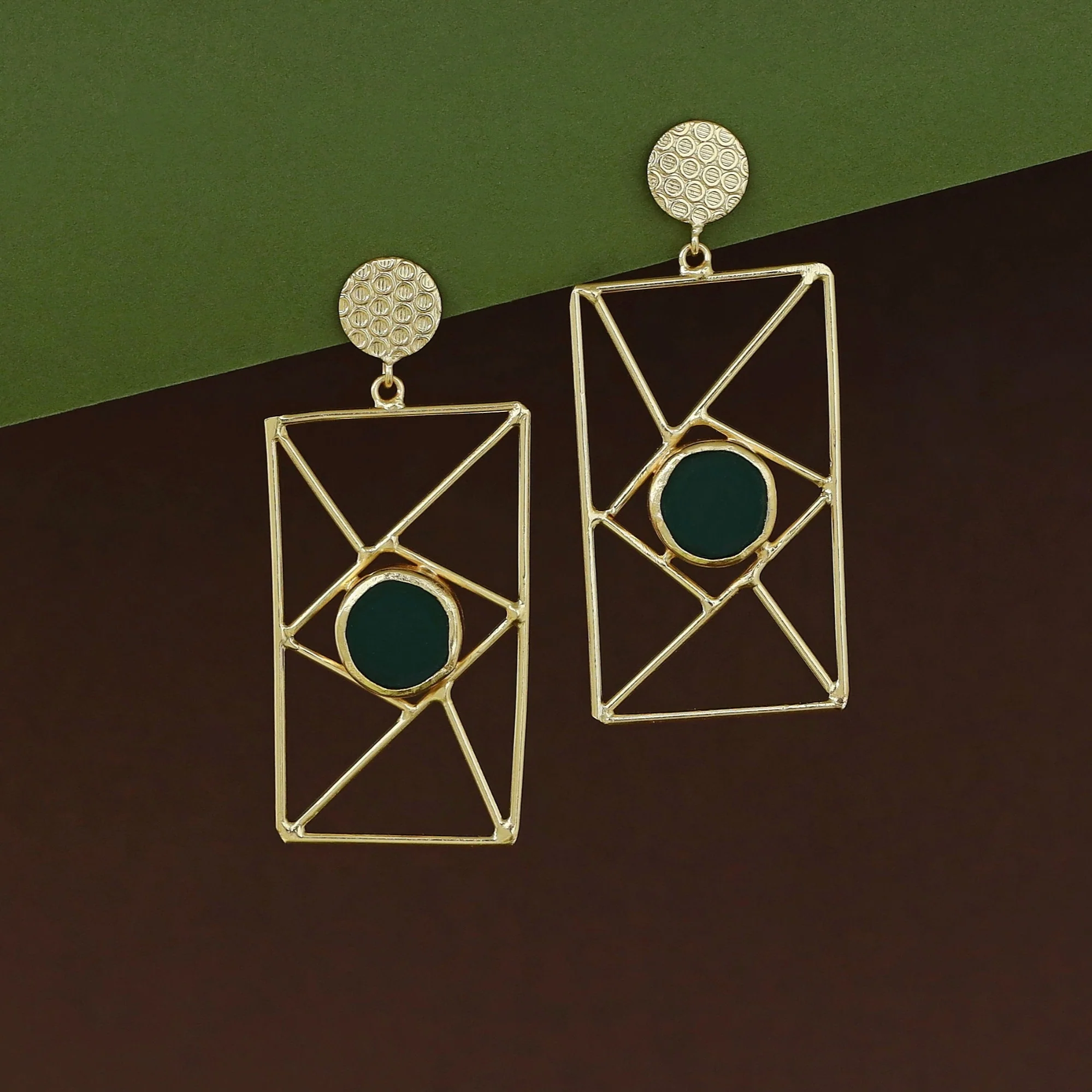 Bubble Round Raw Stone Window Earring - Image 11