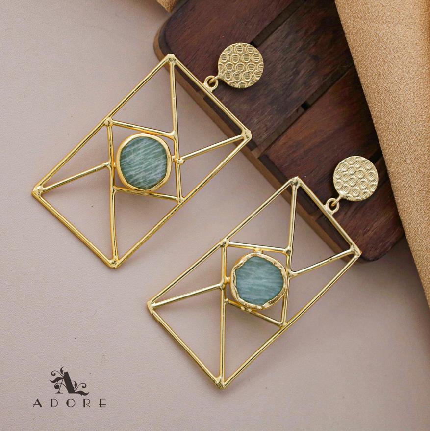 Bubble Round Raw Stone Window Earring - Image 13