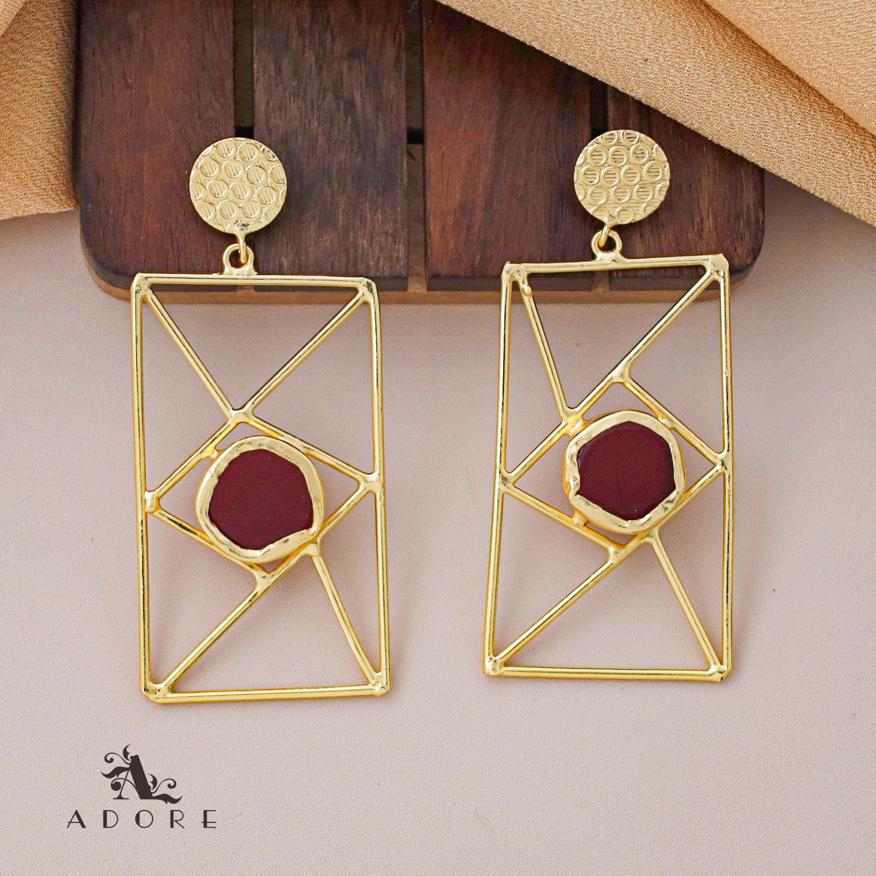 Bubble Round Raw Stone Window Earring - Image 14
