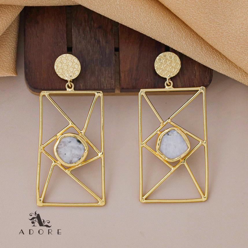 Bubble Round Raw Stone Window Earring - Image 15