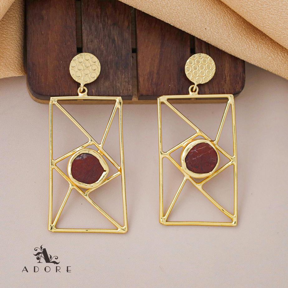 Bubble Round Raw Stone Window Earring - Image 18