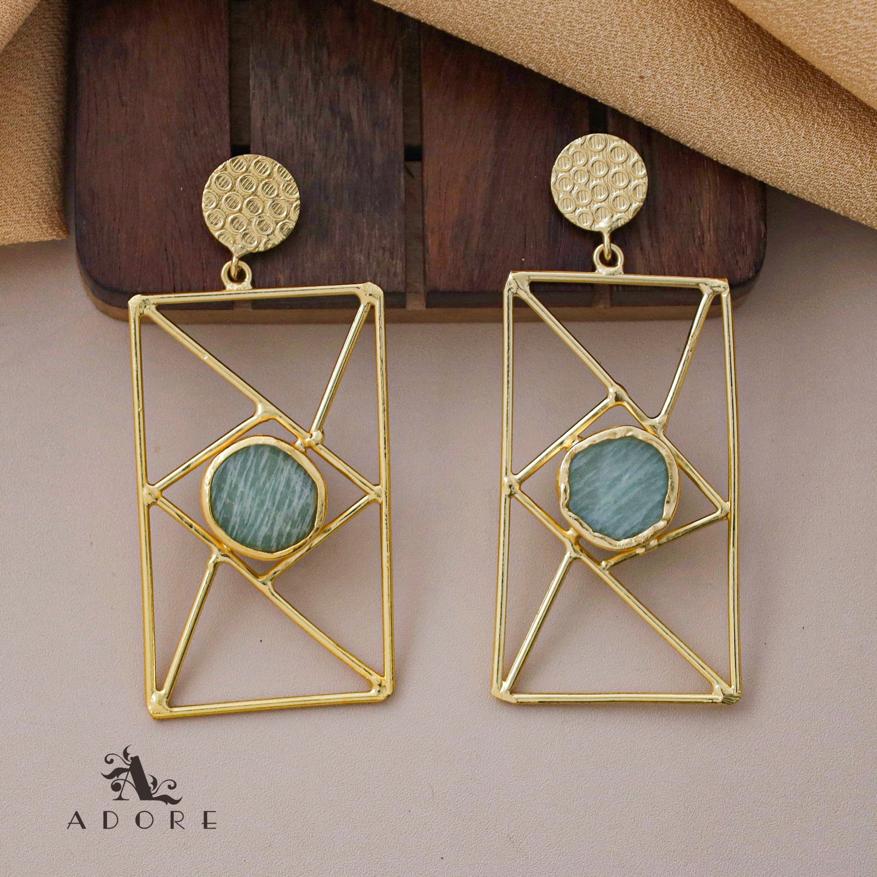 Bubble Round Raw Stone Window Earring - Image 19