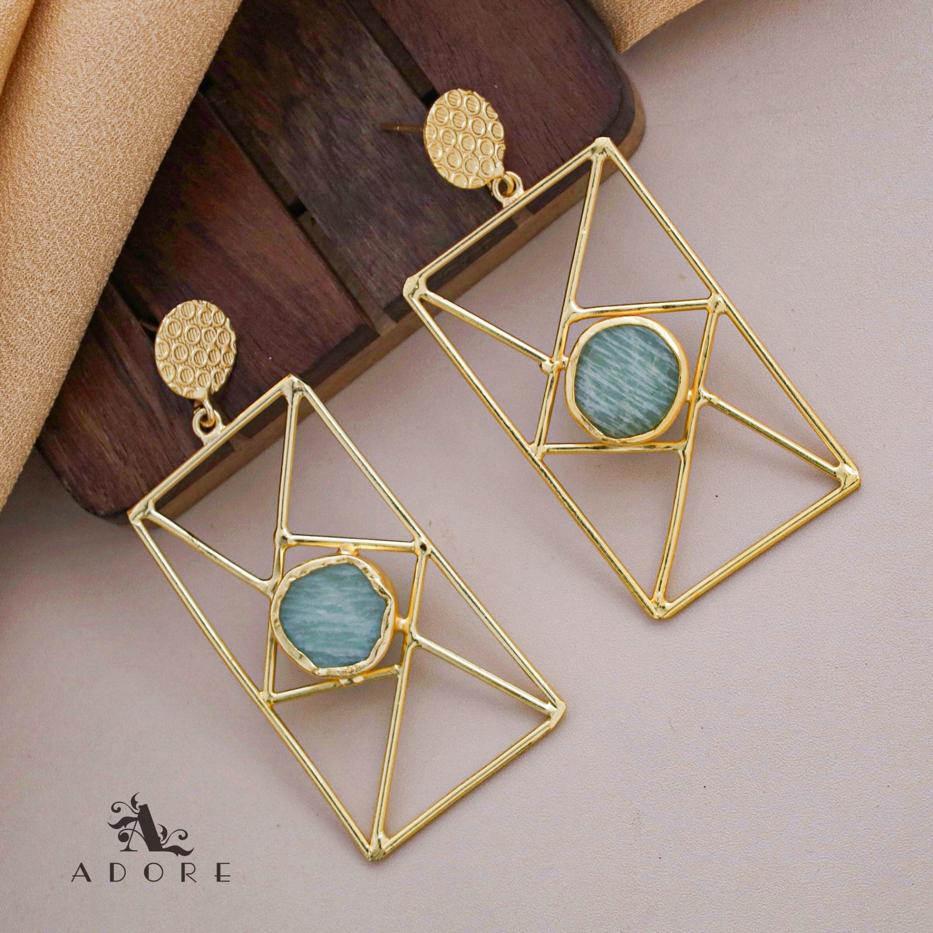 Bubble Round Raw Stone Window Earring - Image 20