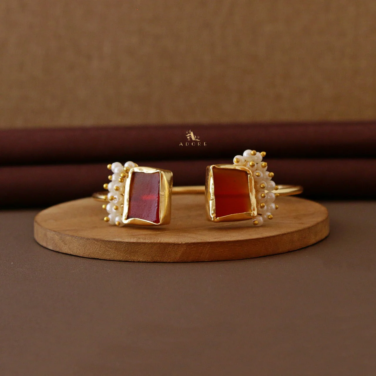Caitlin Raw Stone Cluster Pearl Bangle - Image 12