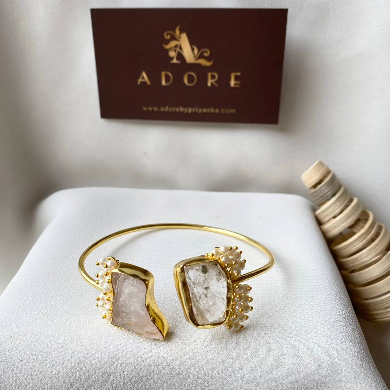 Caitlin Raw Stone Cluster Pearl Bangle - Image 17