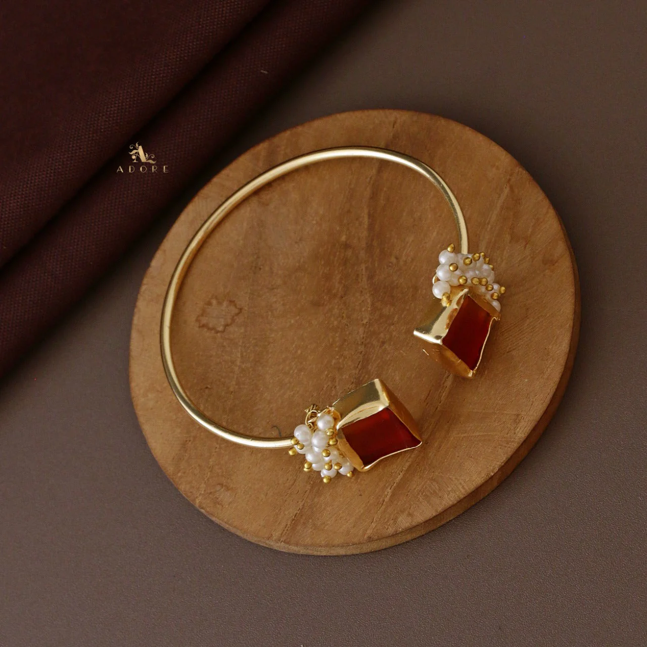 Caitlin Raw Stone Cluster Pearl Bangle - Image 19