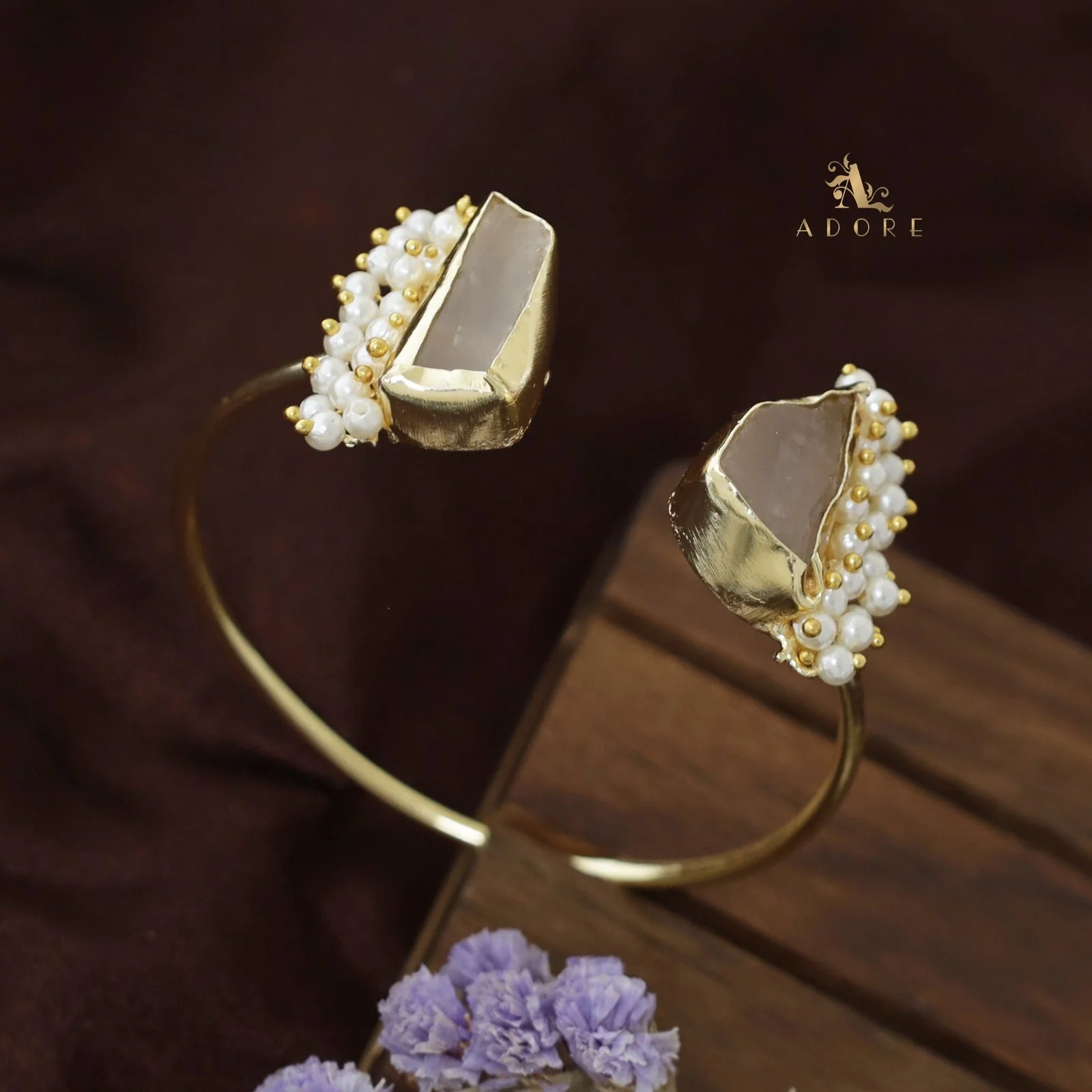 Caitlin Raw Stone Cluster Pearl Bangle - Image 20
