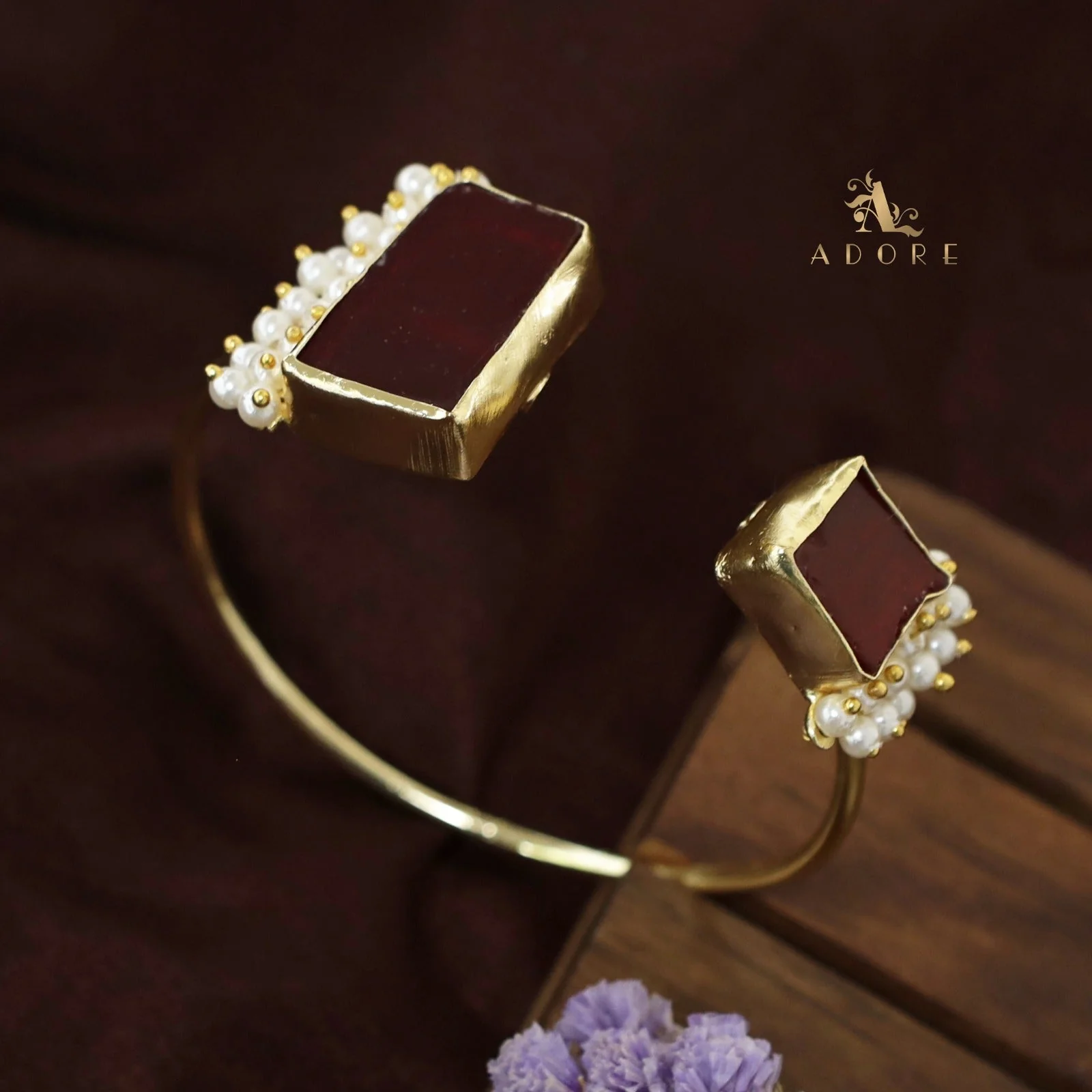 Caitlin Raw Stone Cluster Pearl Bangle - Image 22
