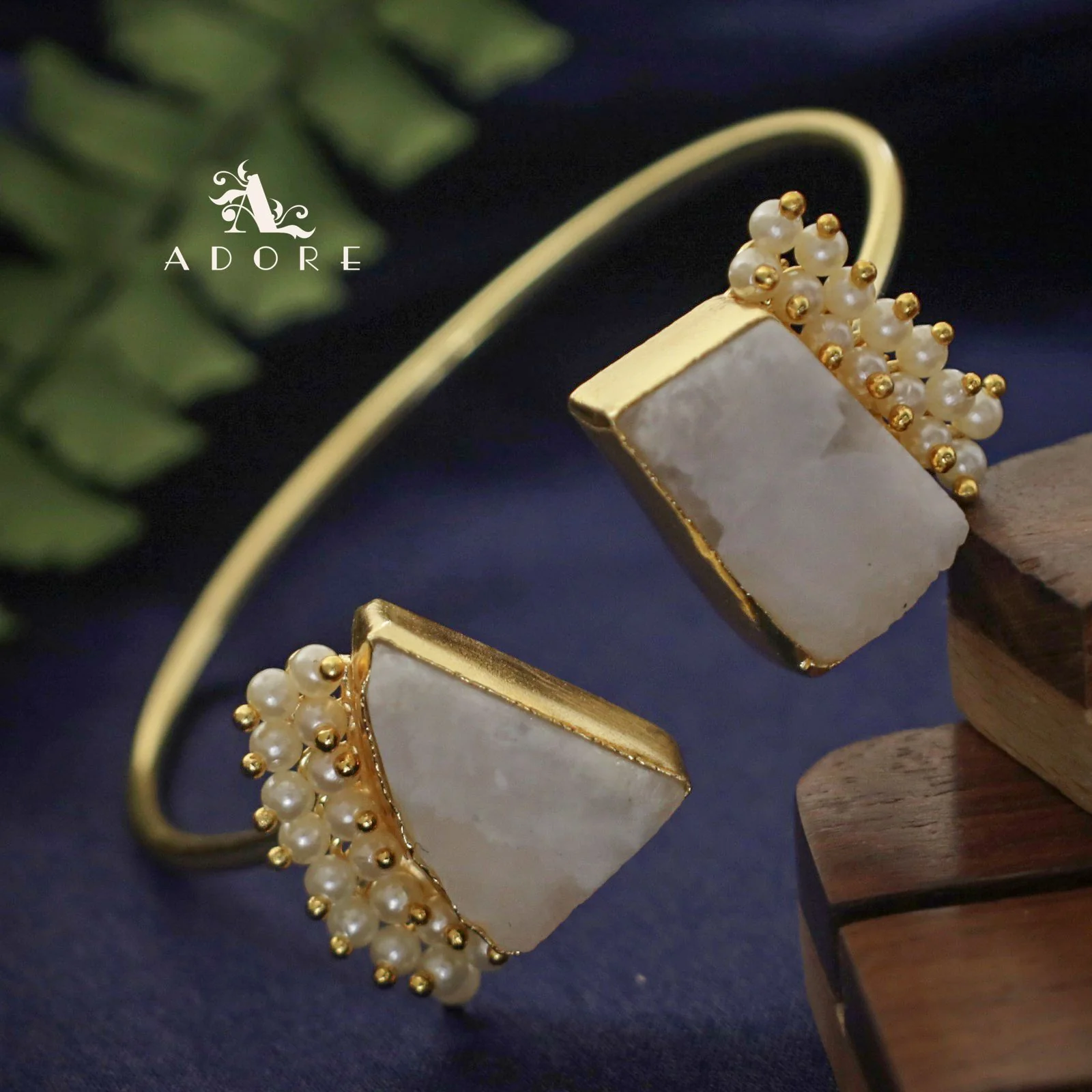 Caitlin Raw Stone Cluster Pearl Bangle - Image 23