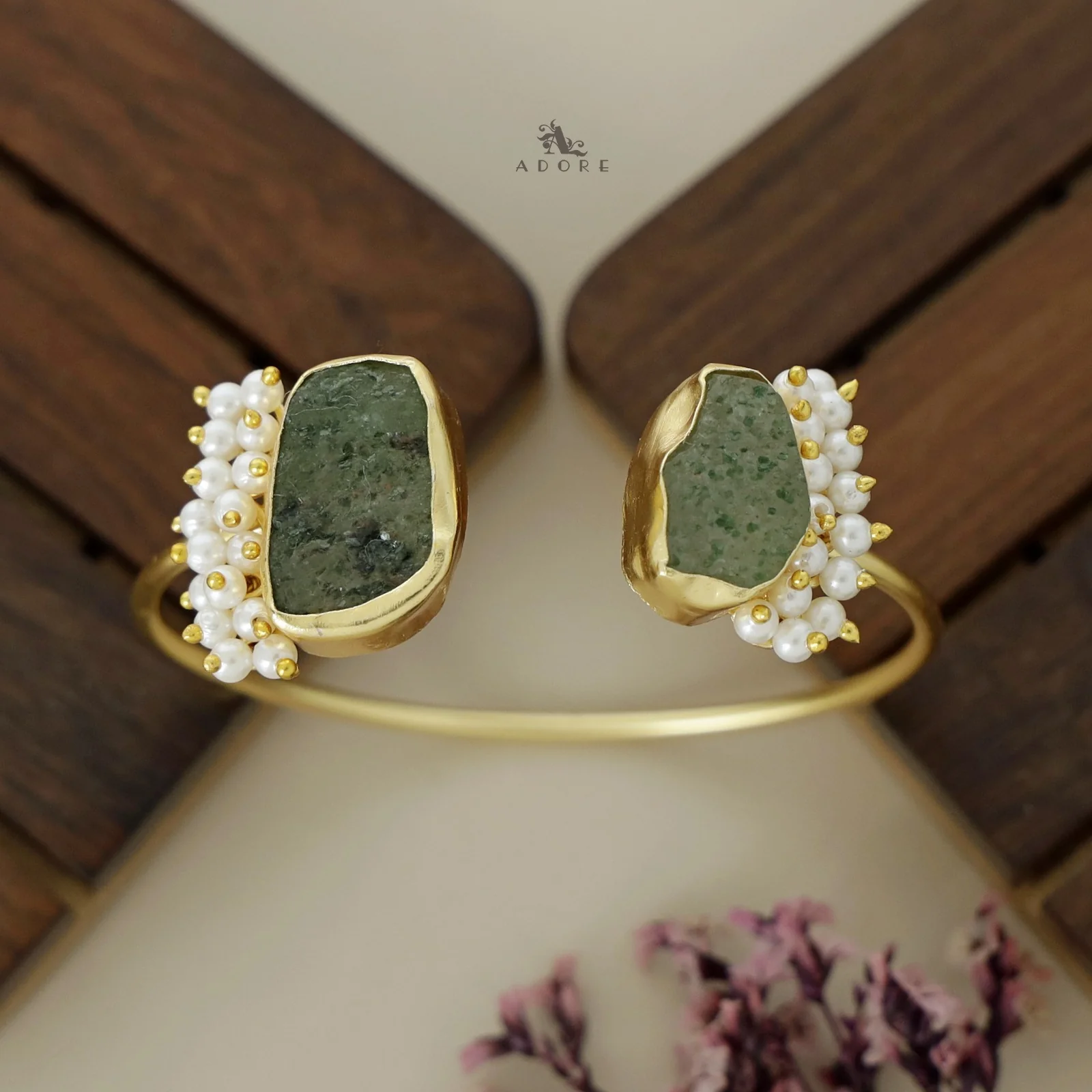 Caitlin Raw Stone Cluster Pearl Bangle - Image 25