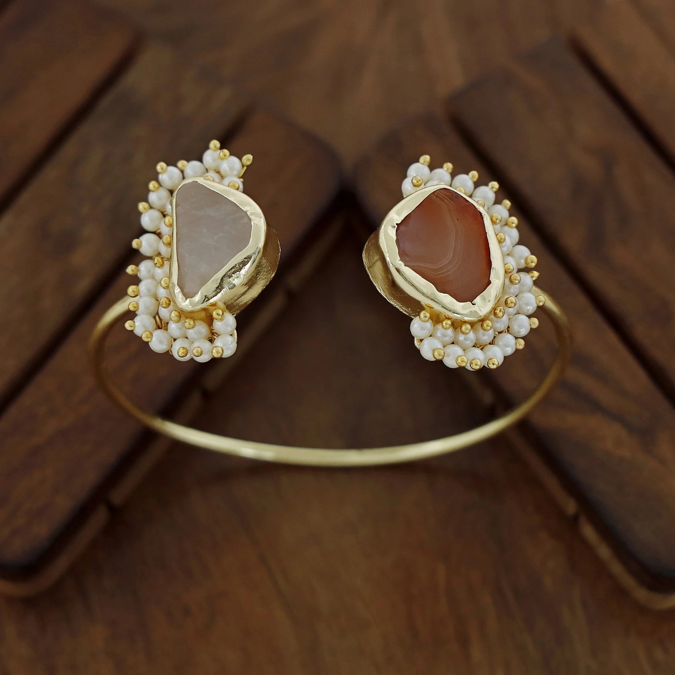 Caitlin Raw Stone Cluster Pearl Bangle - Image 27