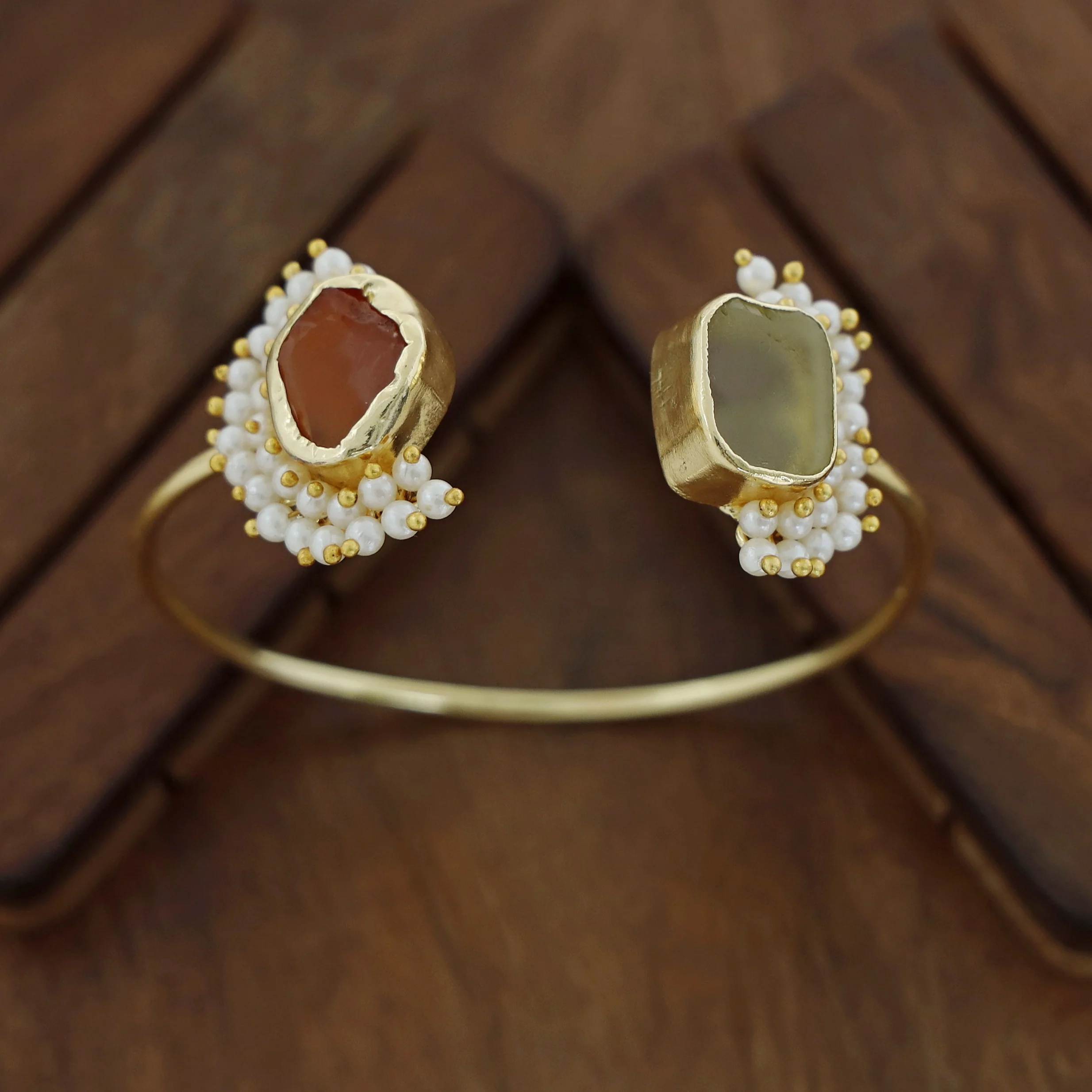 Caitlin Raw Stone Cluster Pearl Bangle - Image 30