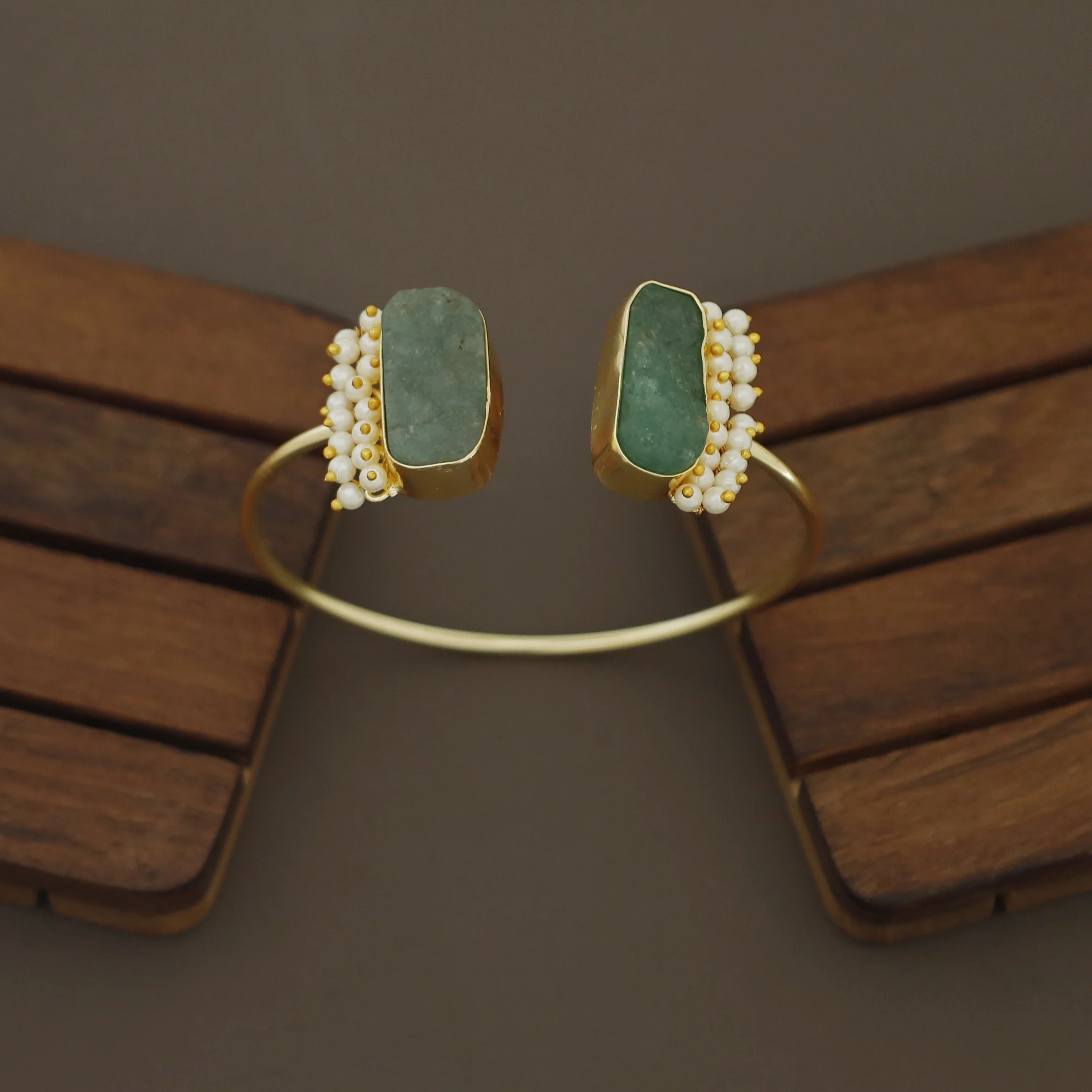 Caitlin Raw Stone Cluster Pearl Bangle - Image 38