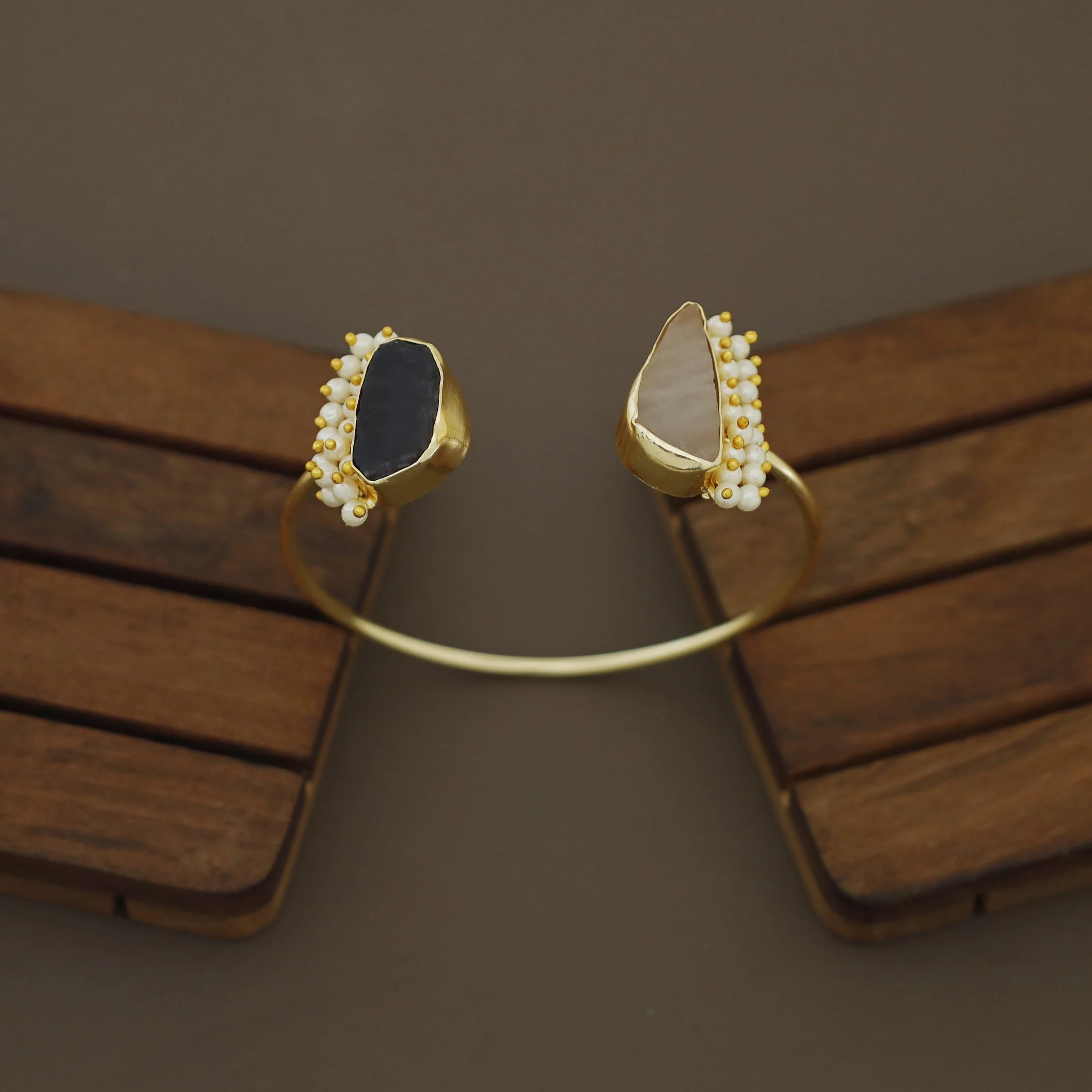 Caitlin Raw Stone Cluster Pearl Bangle - Image 40