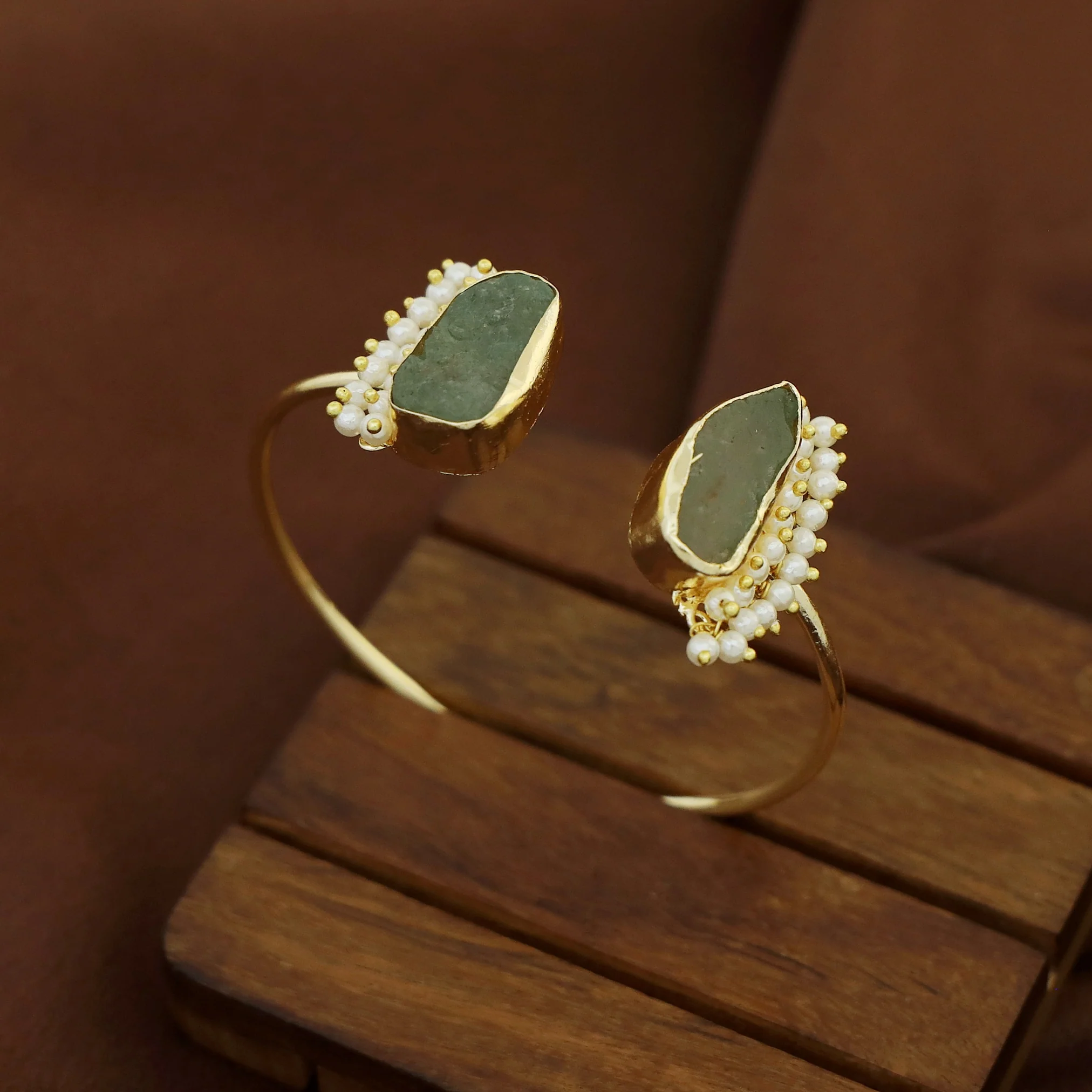 Caitlin Raw Stone Cluster Pearl Bangle - Image 47