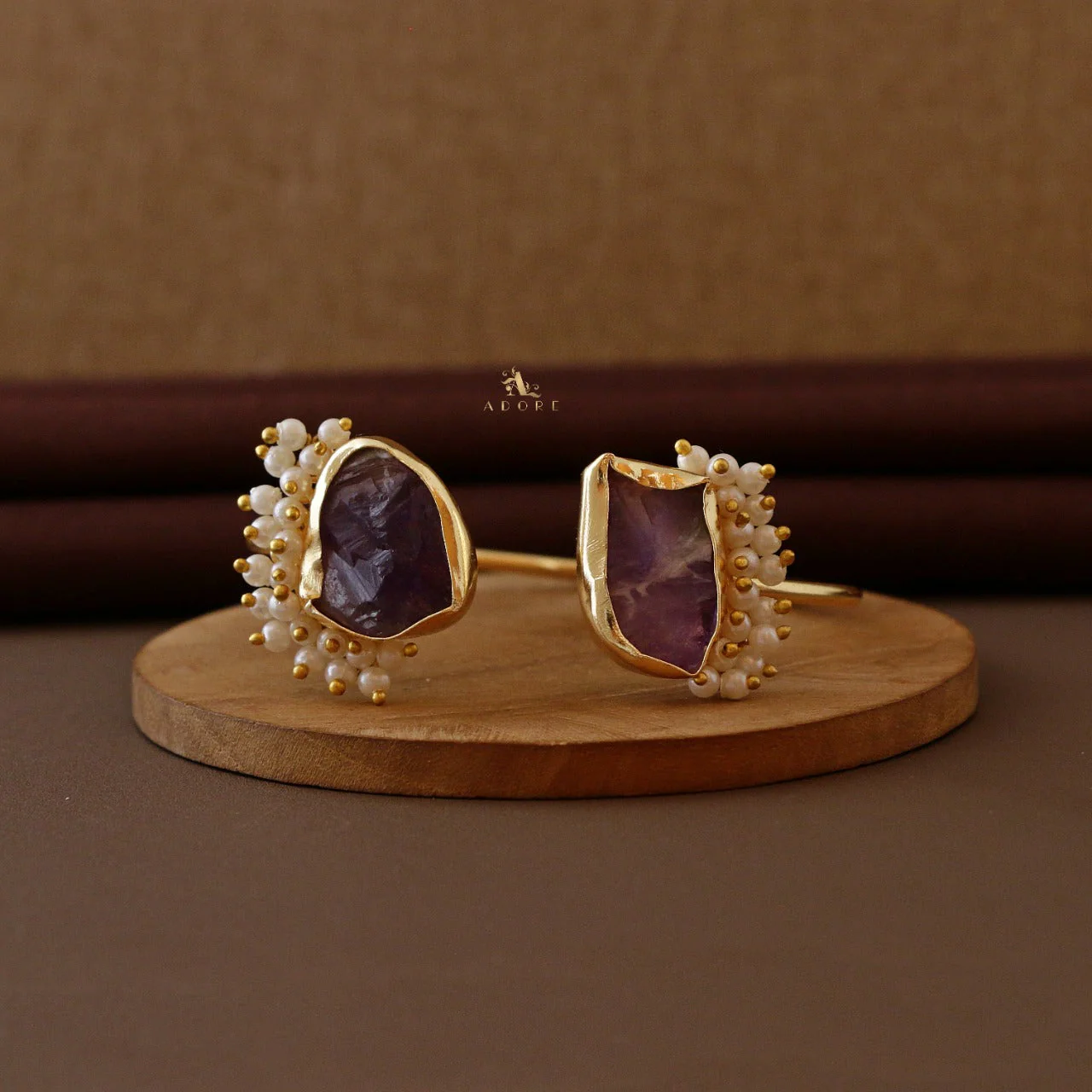 Caitlin Raw Stone Cluster Pearl Bangle - Image 5