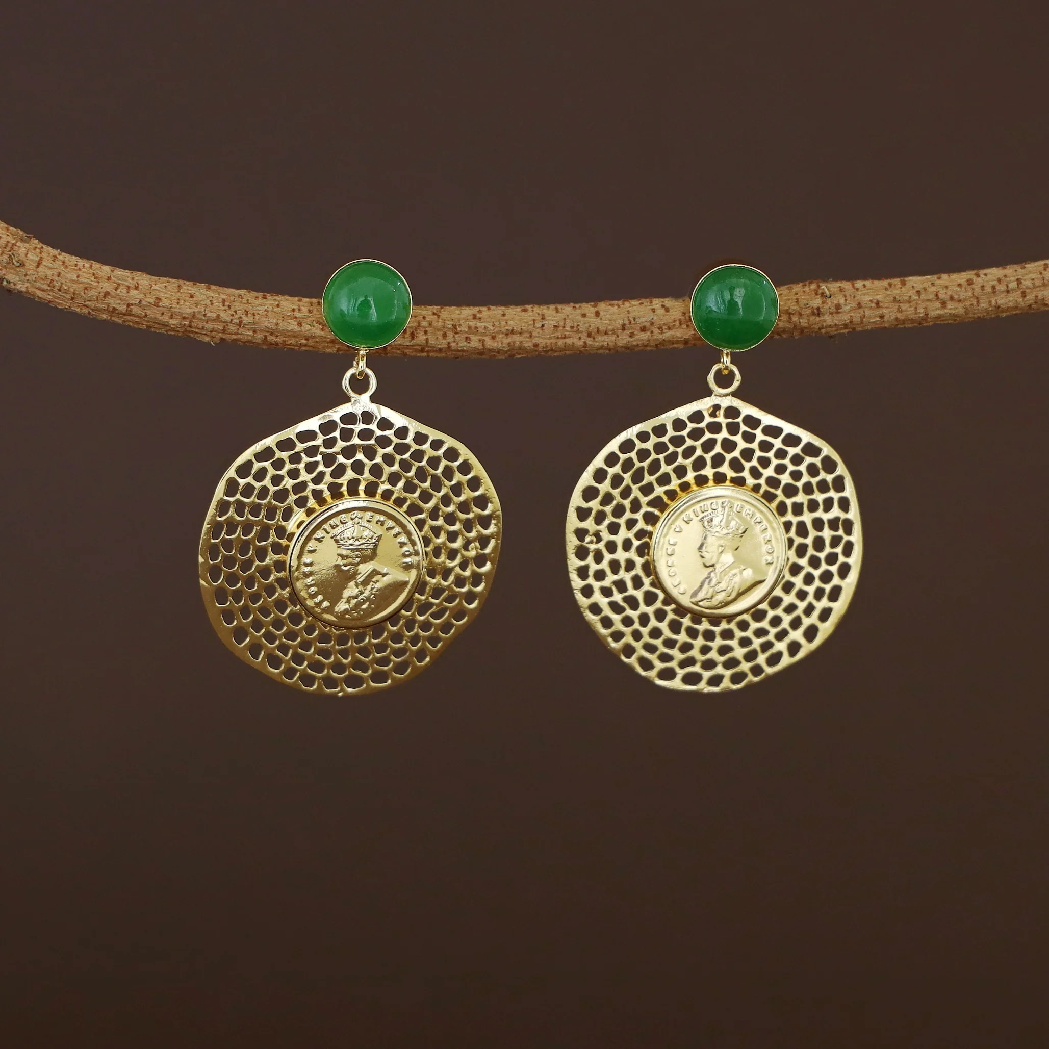 Caliso Golden Natural Stone King George Earring - Image 2
