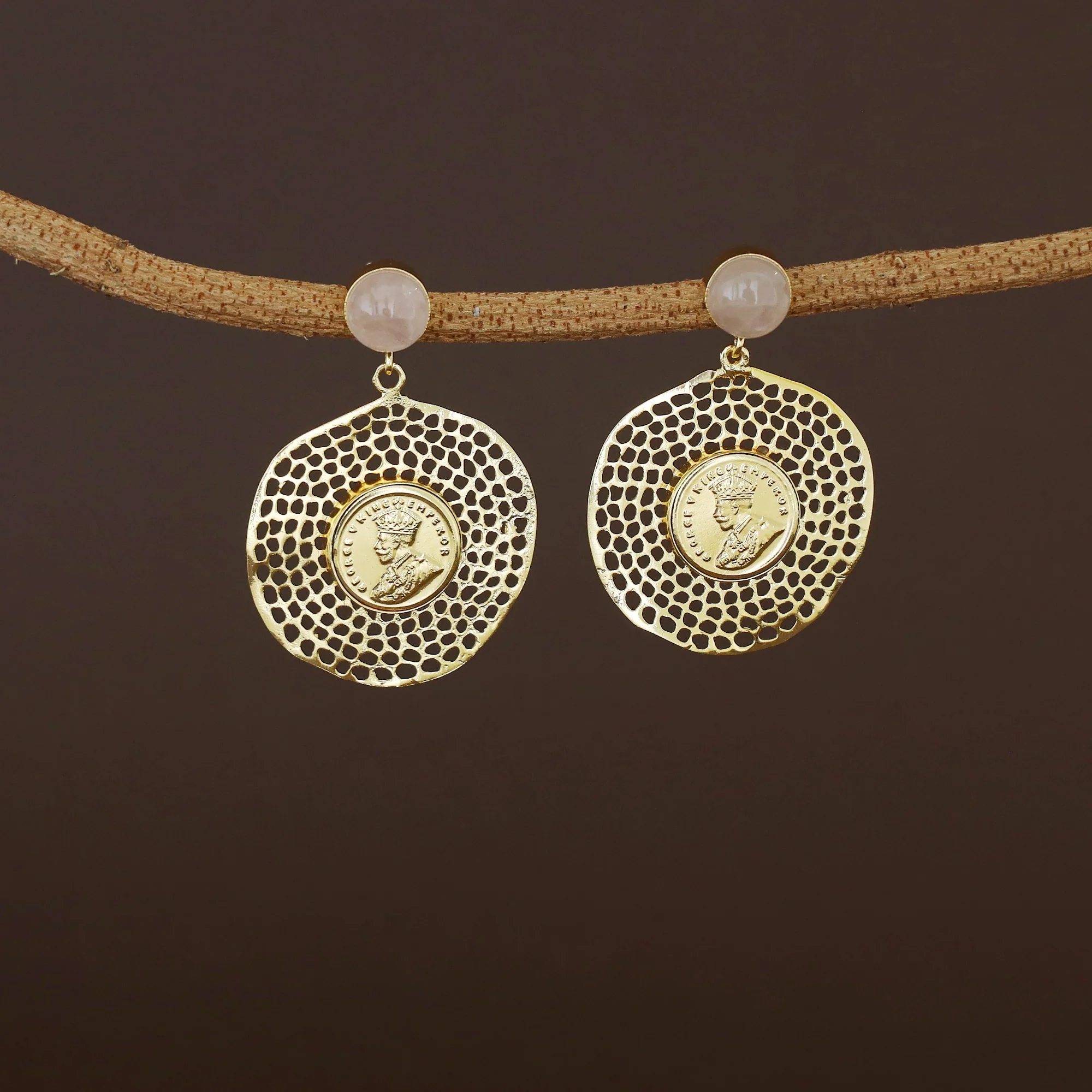 Caliso Golden Natural Stone King George Earring - Image 4