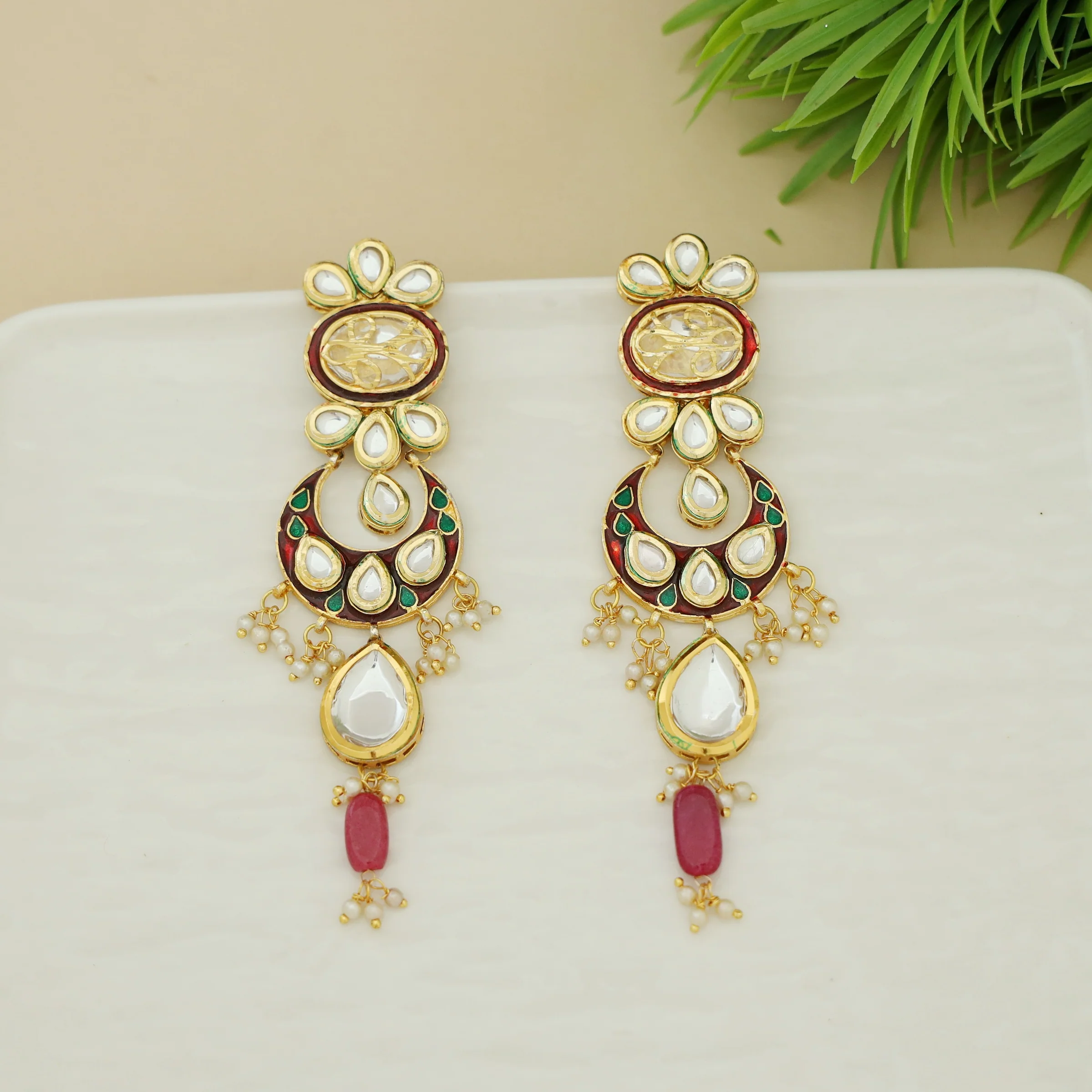 Calliope Kundan Pearl Earring - Image 2