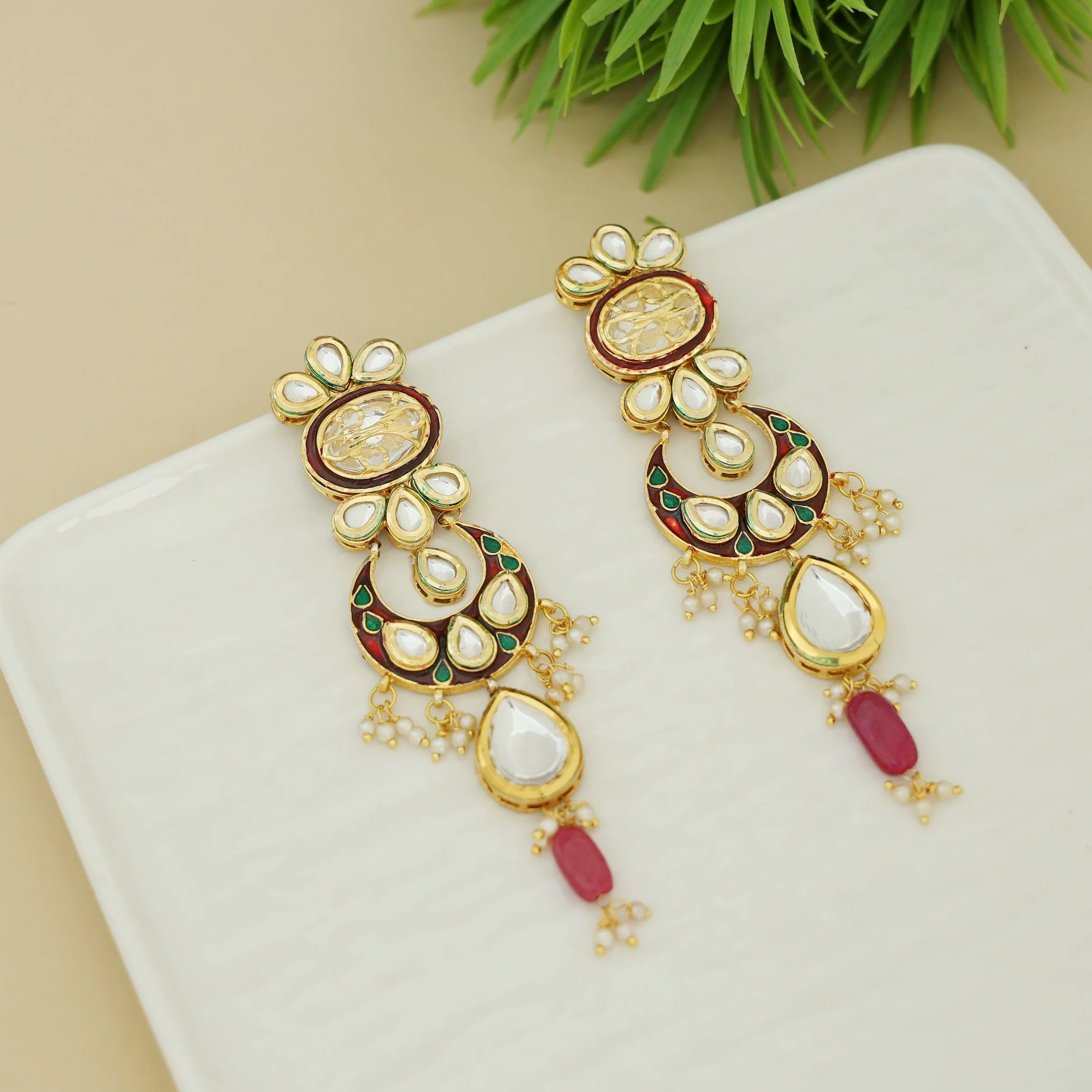 Calliope Kundan Pearl Earring - Image 3