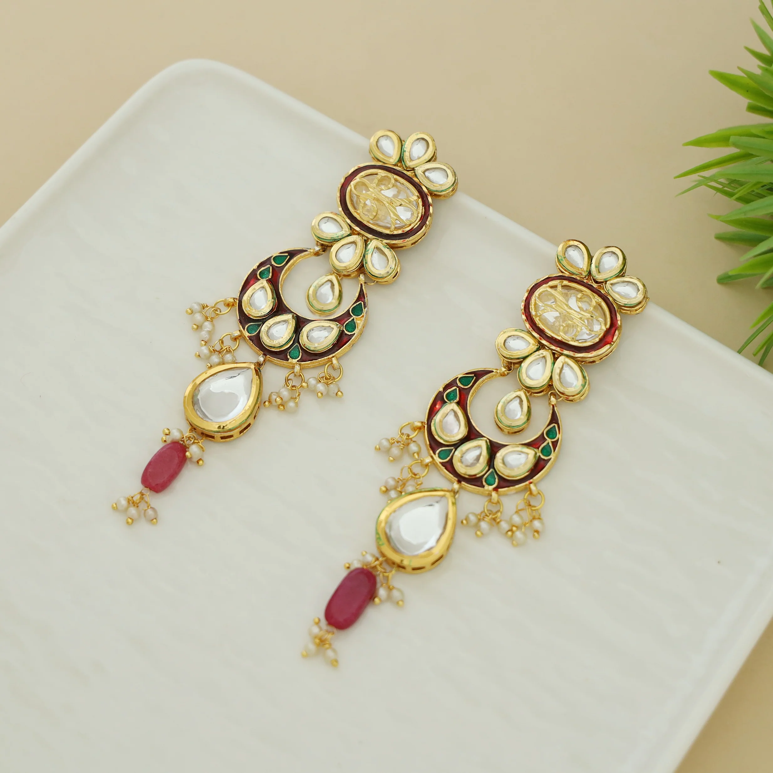 Calliope Kundan Pearl Earring - Image 4