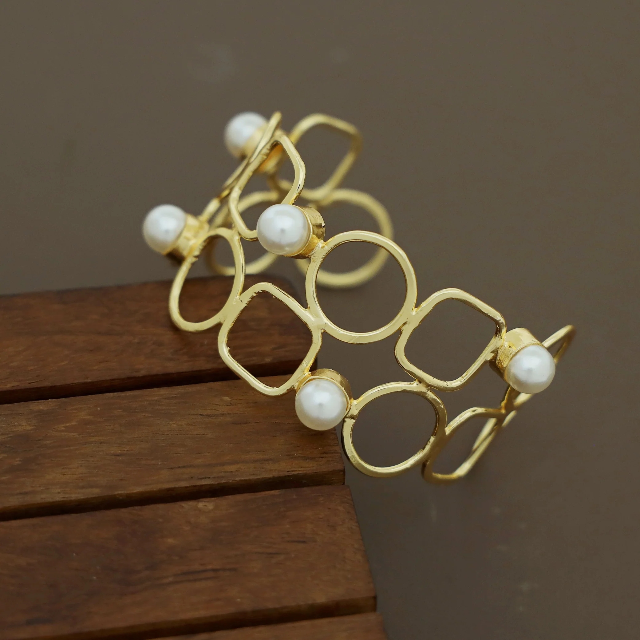 Camila Geometric Pearl Bangle - Image 2