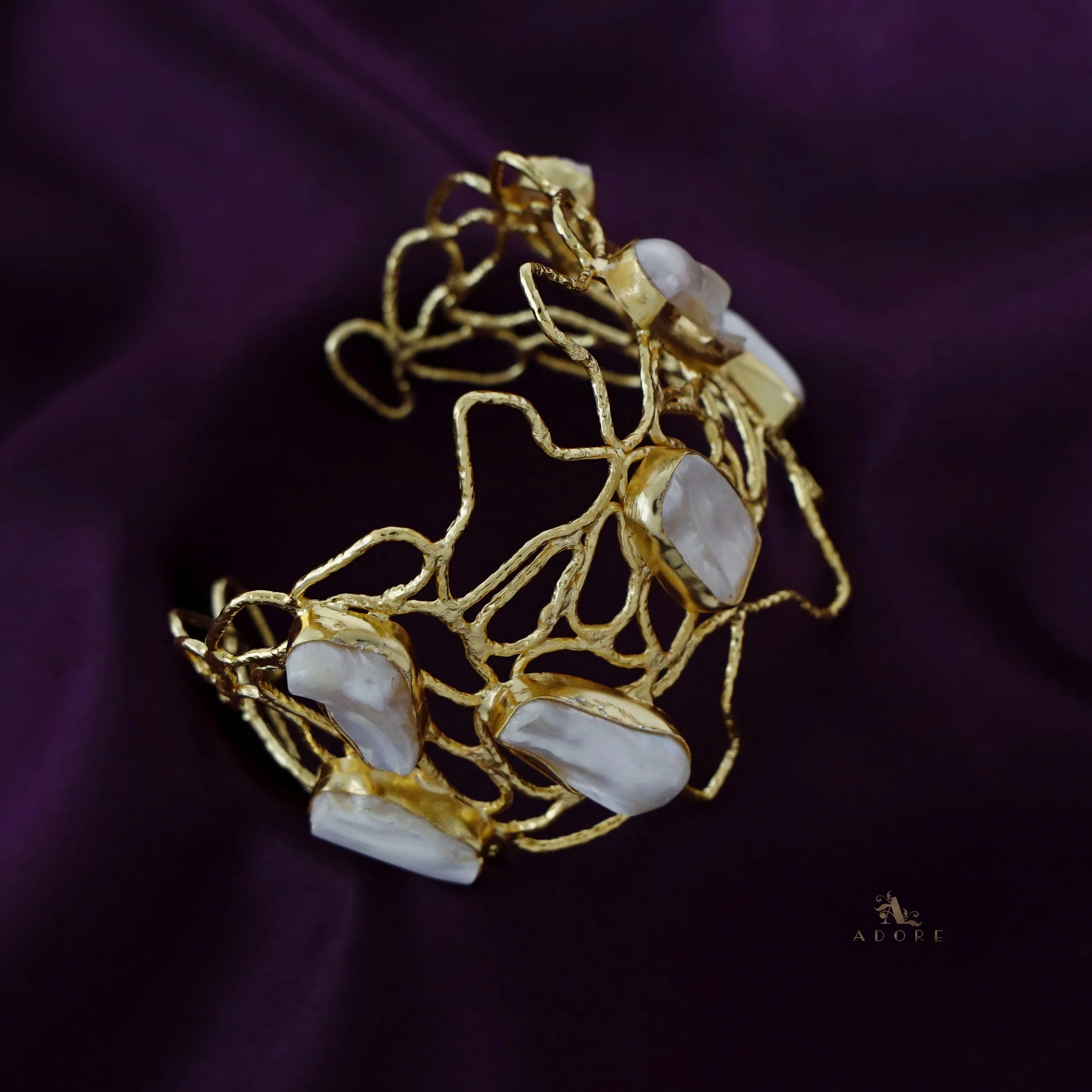 Camilla Wavy Golden Hammered 7 Baroque Bangle - Image 3