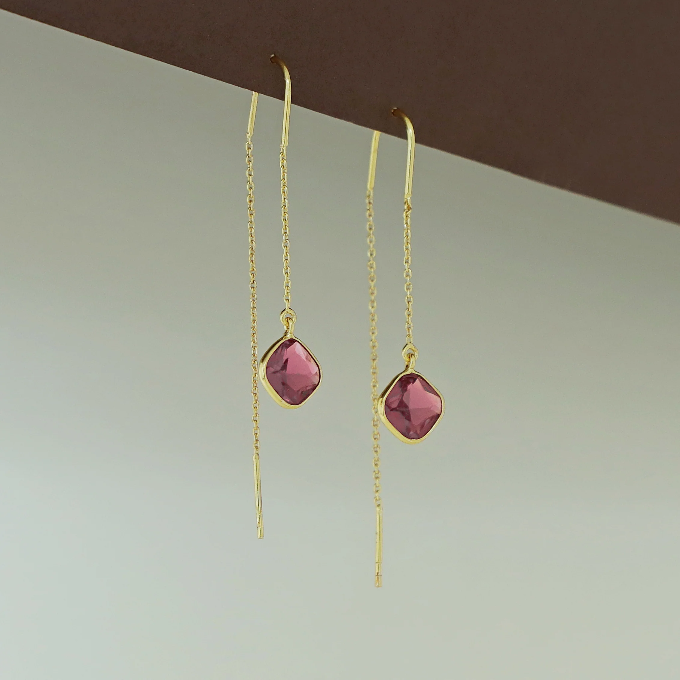 Camille Glossy Diamond Needle And Thread Earring - Image 5