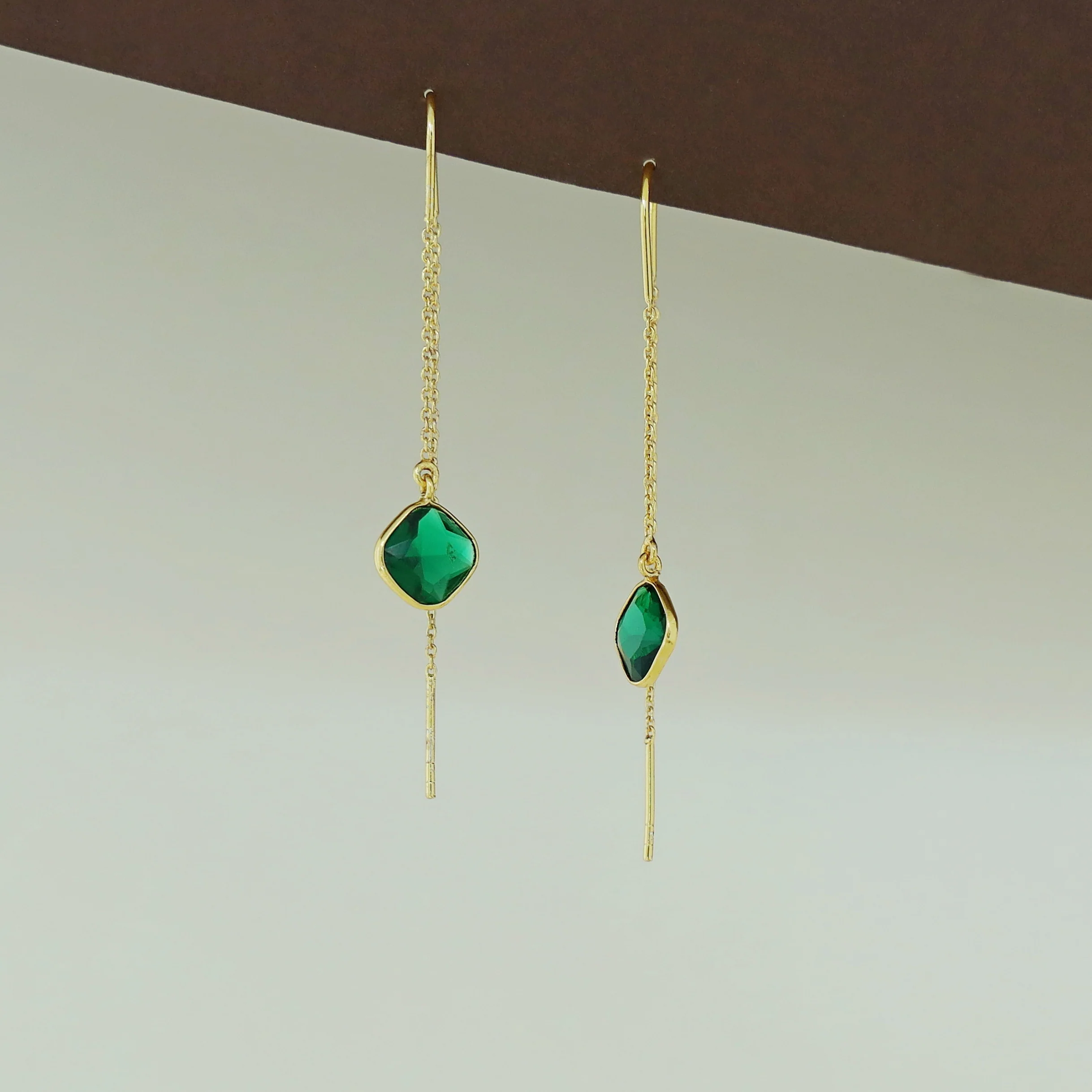 Camille Glossy Diamond Needle And Thread Earring - Image 6
