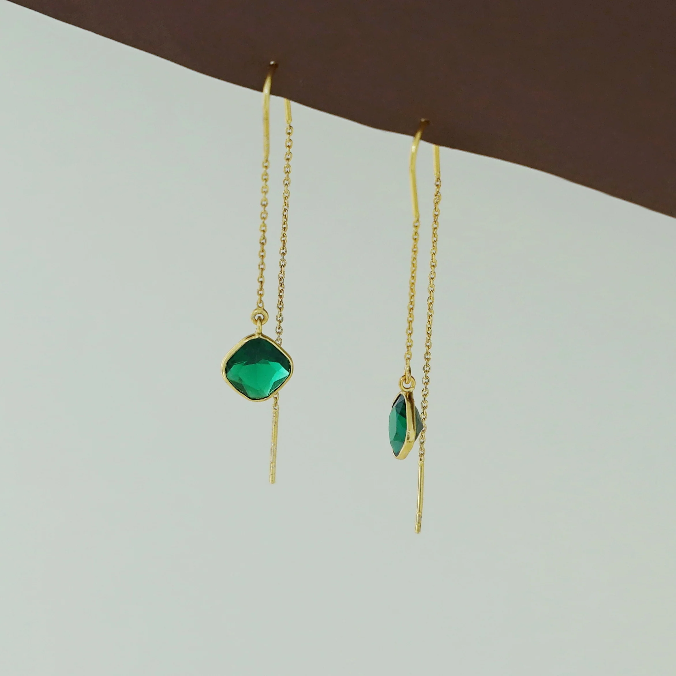 Camille Glossy Diamond Needle And Thread Earring - Image 7