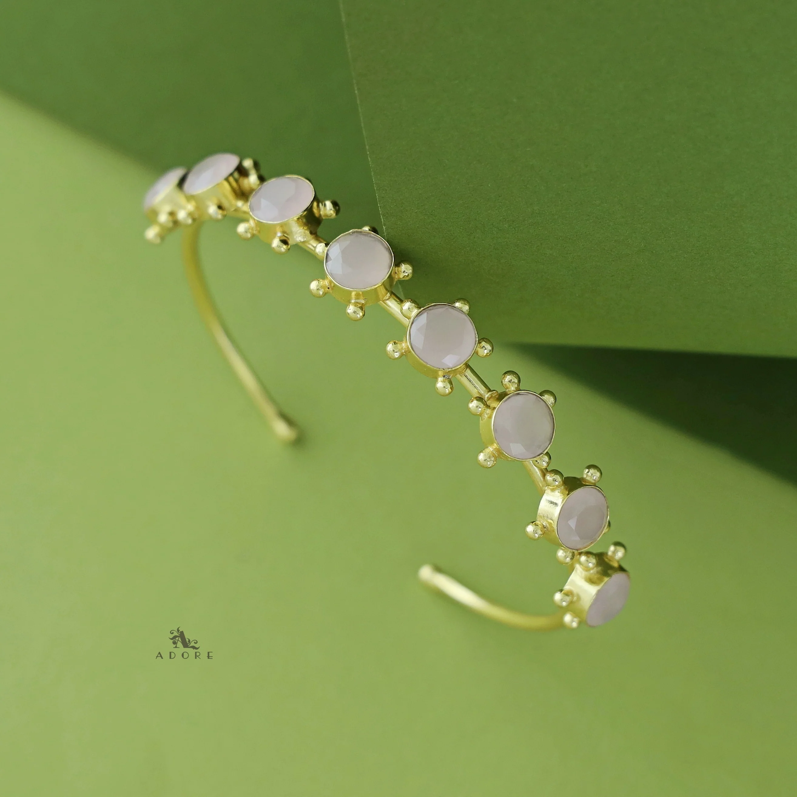 Camillia Golden Glossy Stone Bangle - Image 2