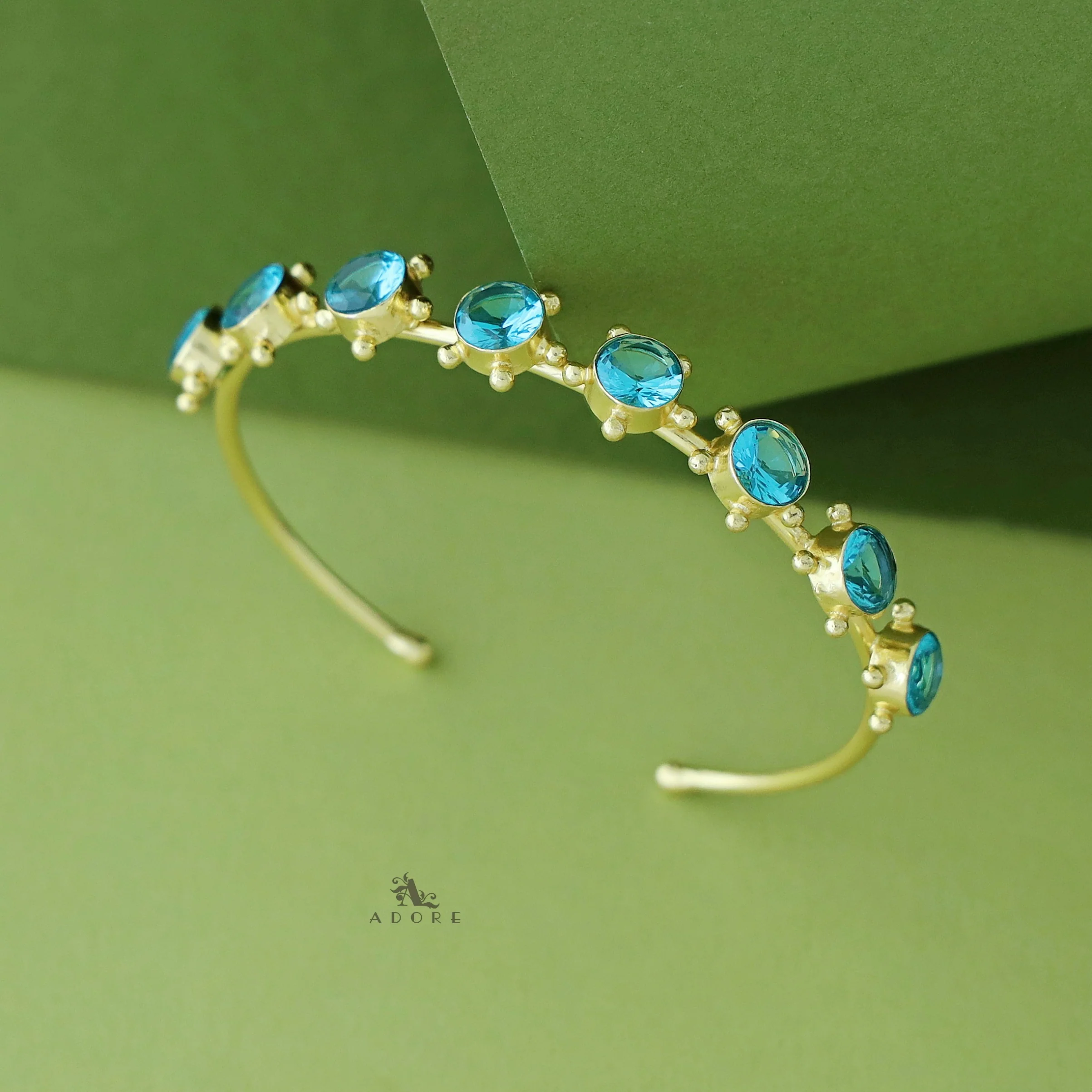 Camillia Golden Glossy Stone Bangle - Image 3