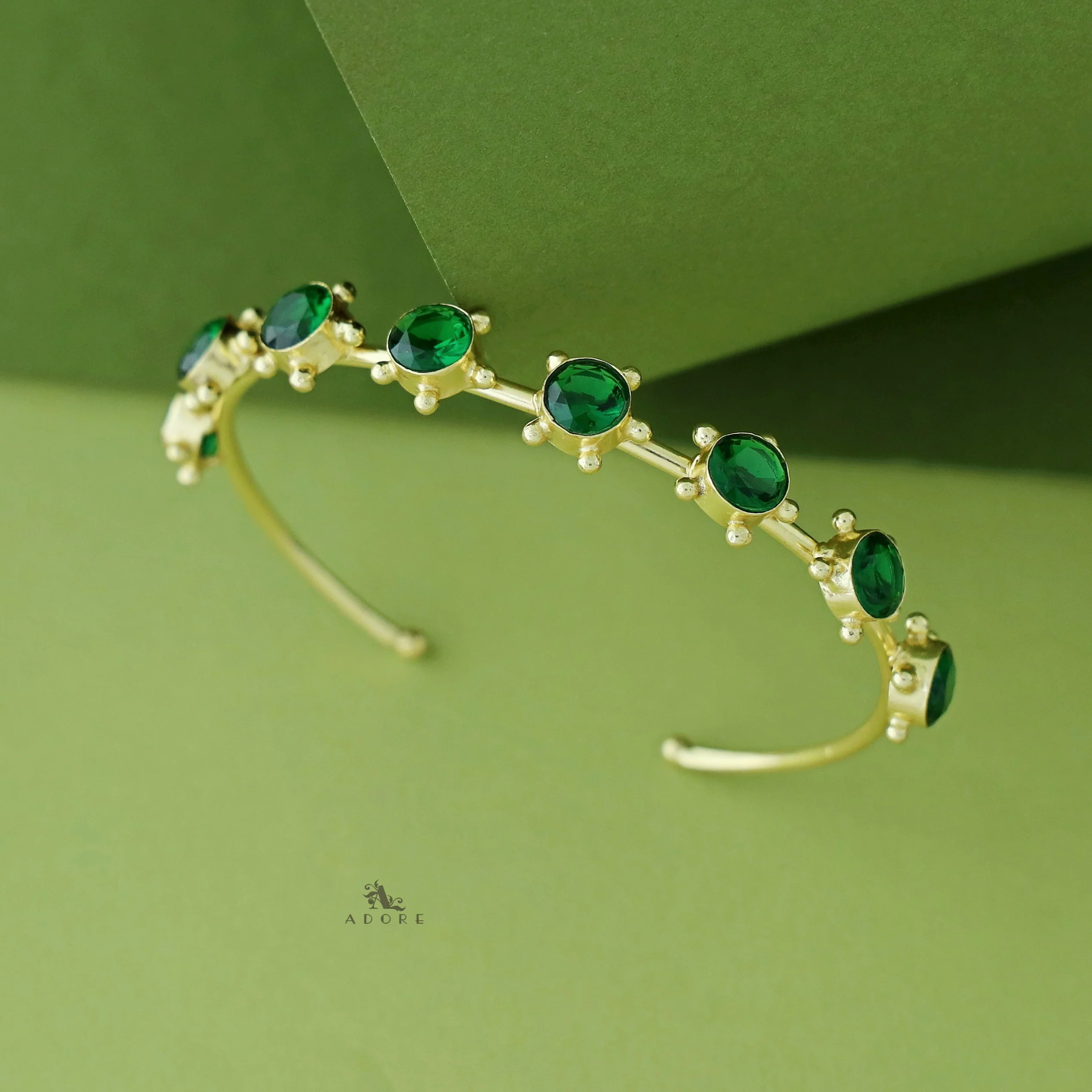 Camillia Golden Glossy Stone Bangle - Image 4