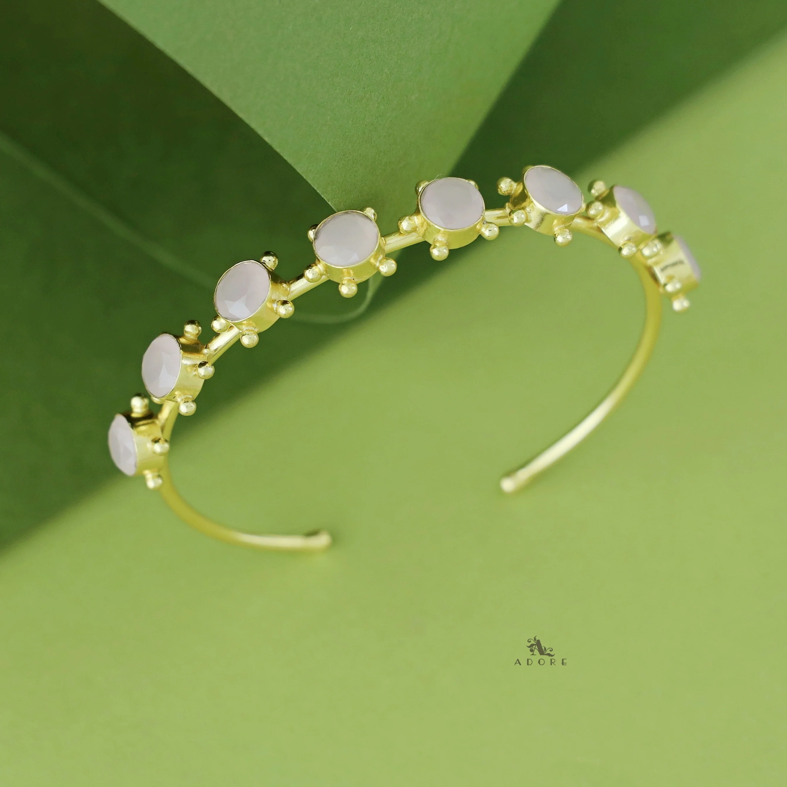 Camillia Golden Glossy Stone Bangle - Image 8