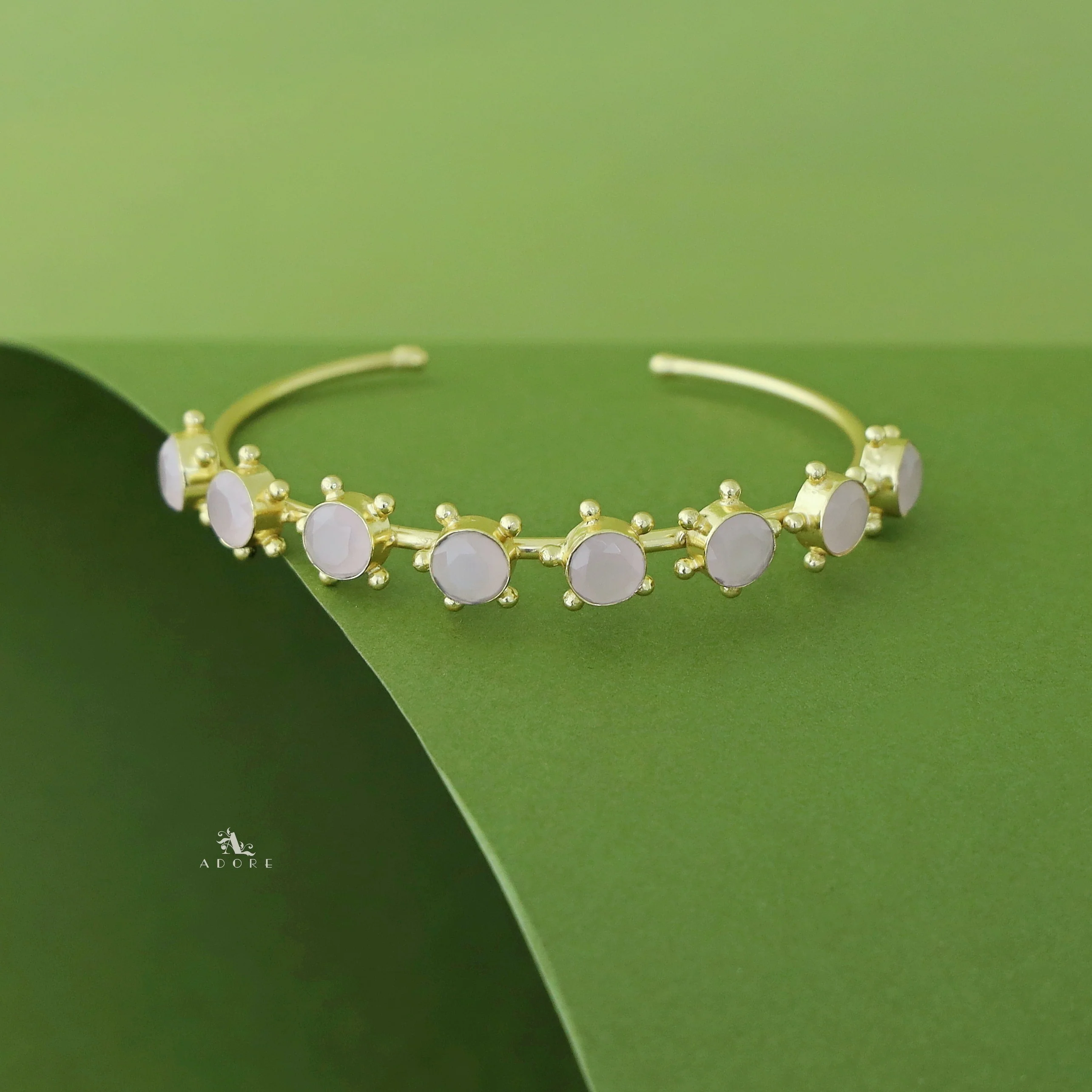 Camillia Golden Glossy Stone Bangle - Image 9