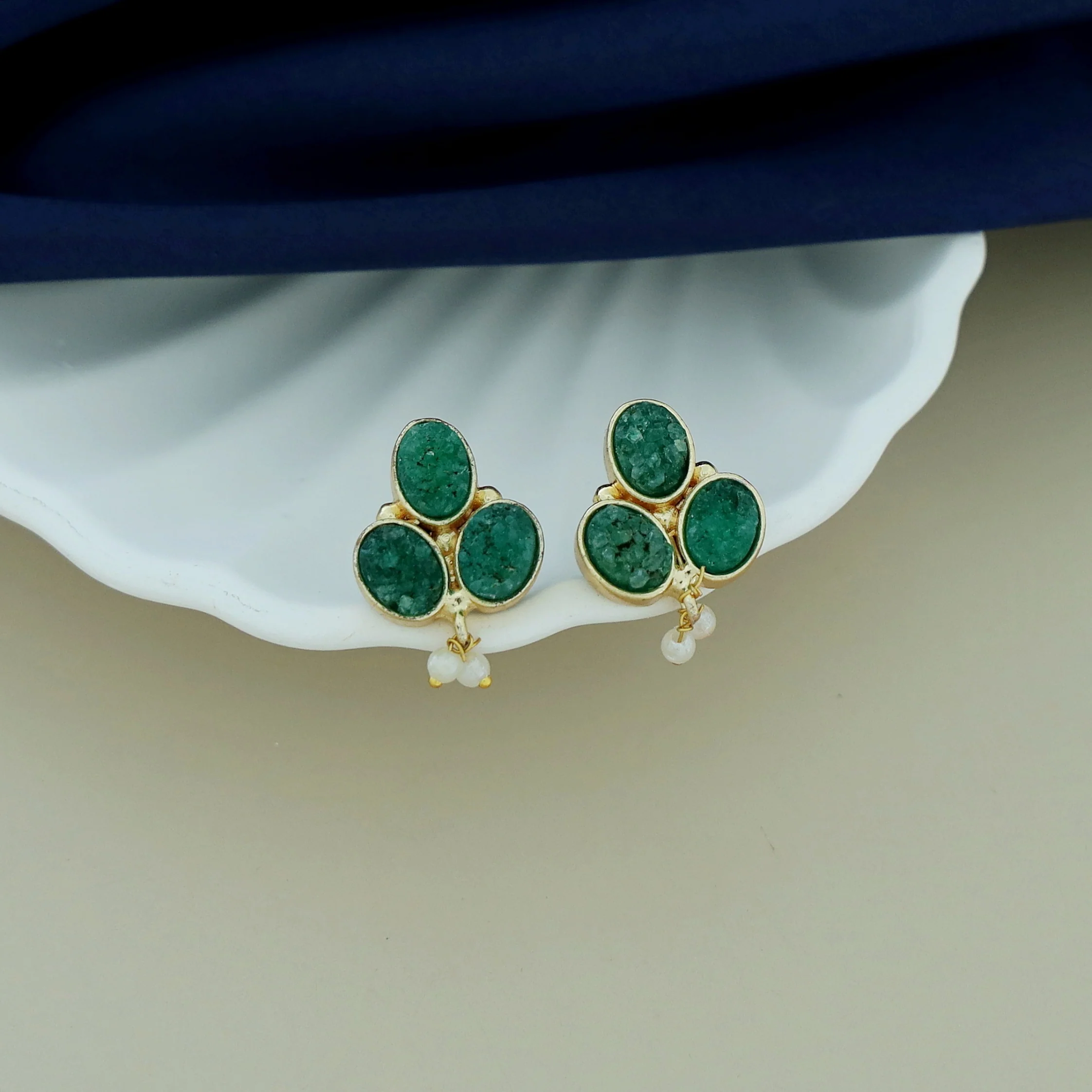 Carissa Pearl Tri Druzy Earring - Image 2