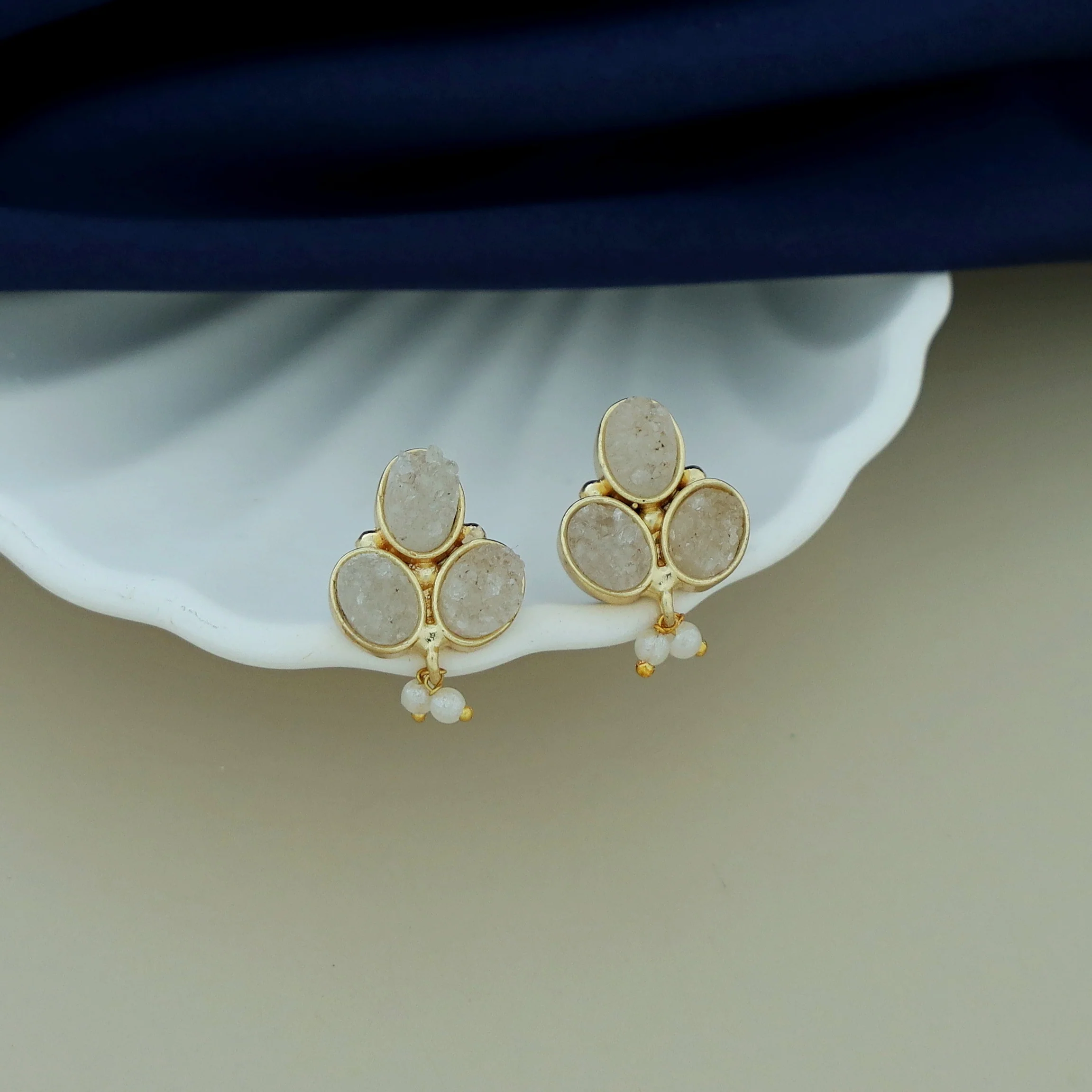 Carissa Pearl Tri Druzy Earring - Image 5