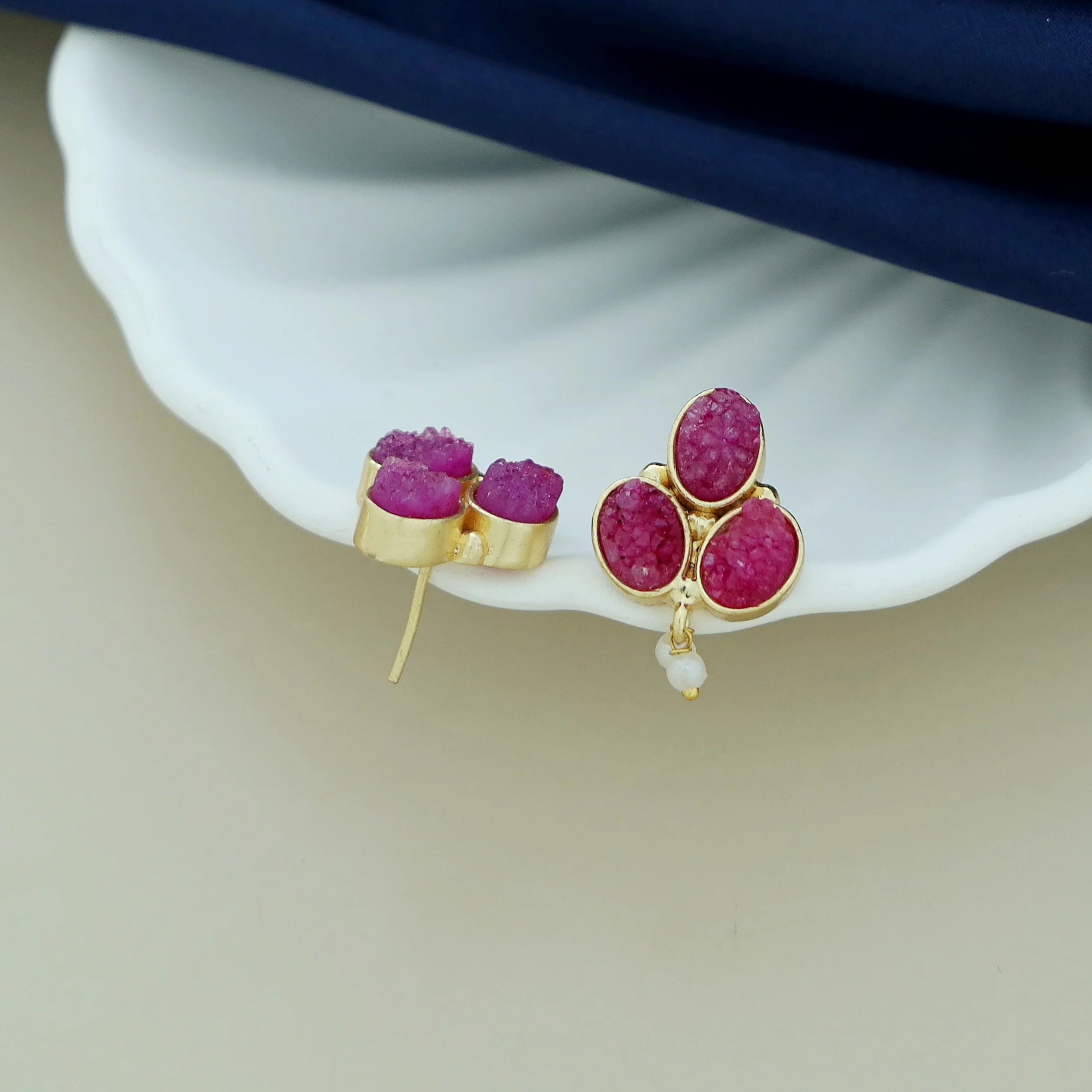 Carissa Pearl Tri Druzy Earring - Image 8