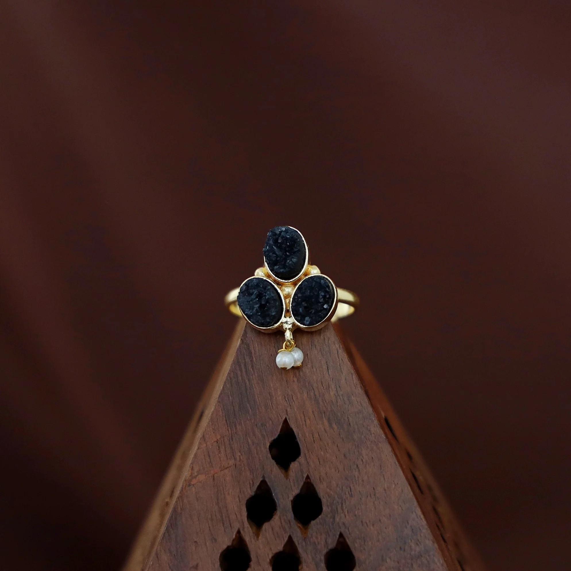 Carissa Pearl Tri Druzy Ring - Image 2
