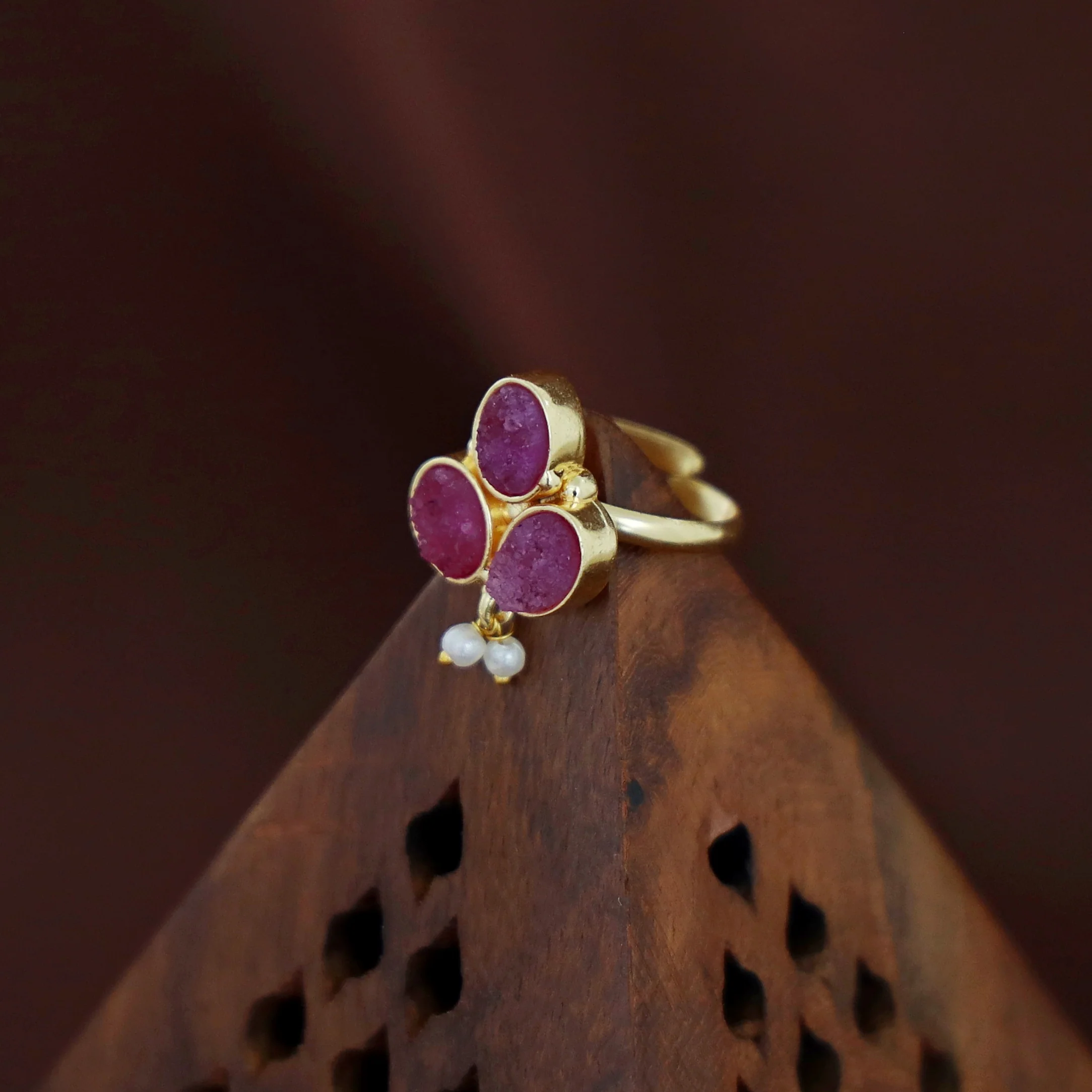 Carissa Pearl Tri Druzy Ring - Image 7