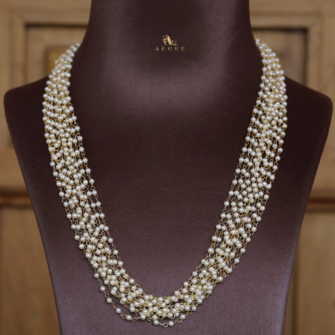 Carly Pearl 10 Layer Long Neckpiece - Image 4