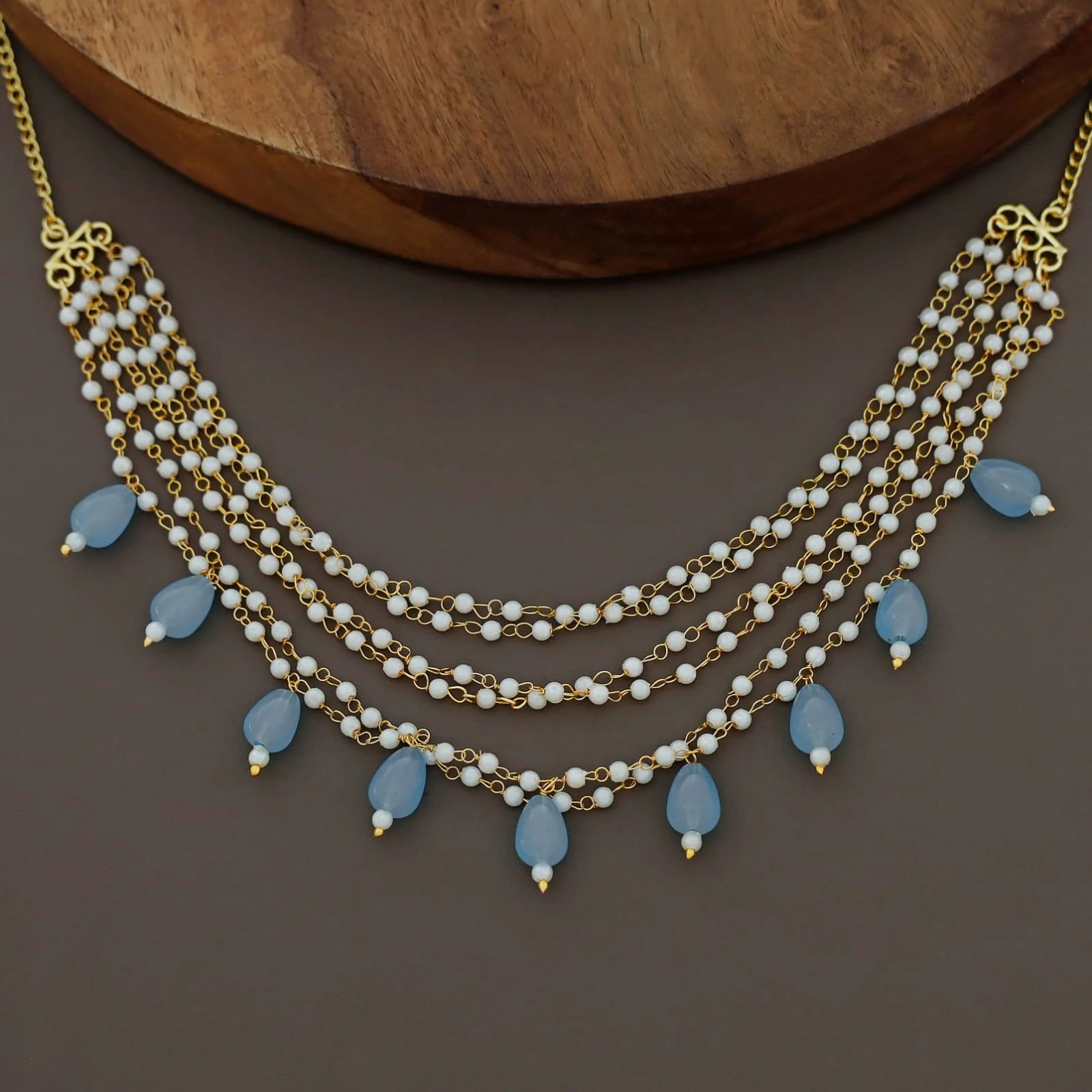 Carly Pearl 6 Layer Glossy Beads Short Neckpiece - Image 12