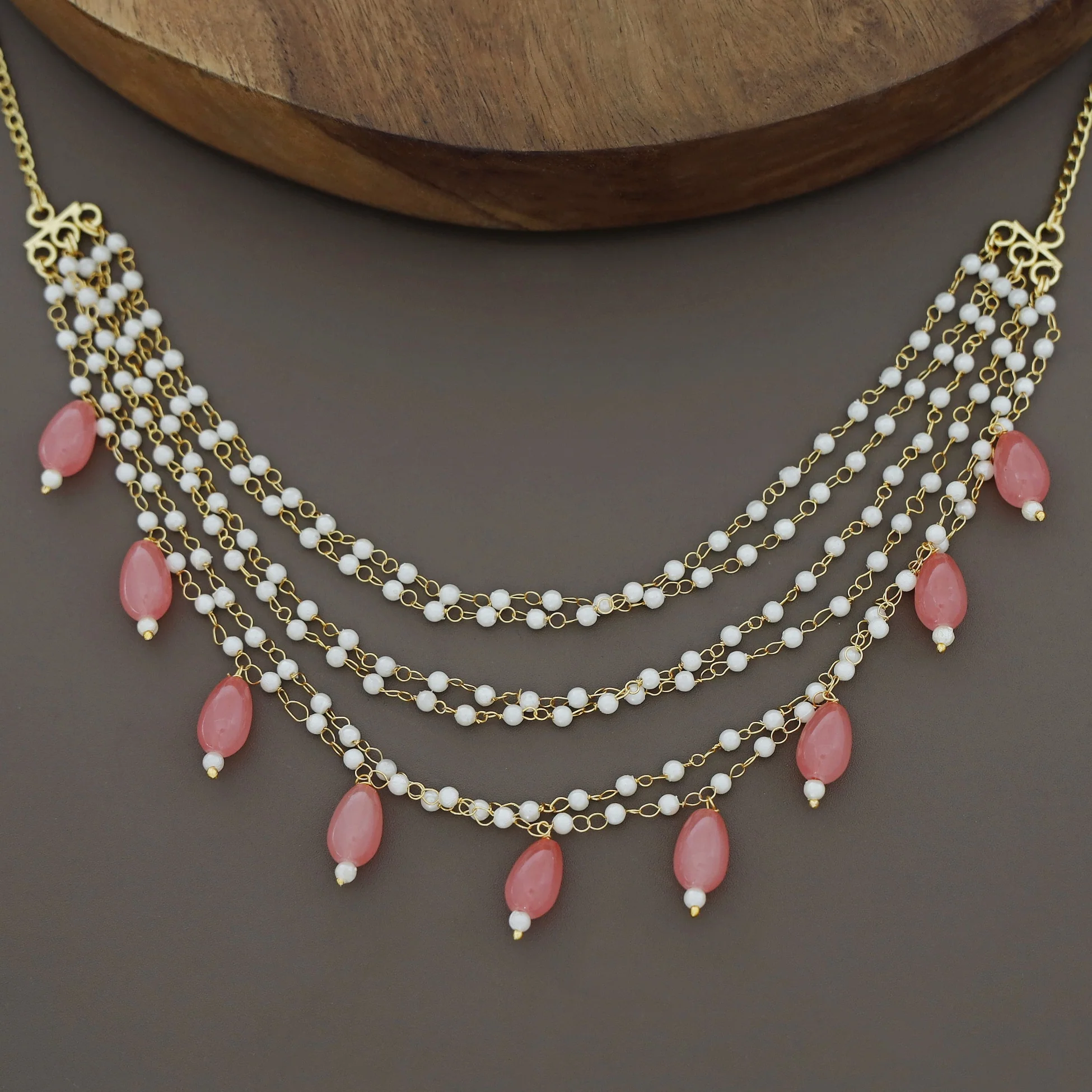 Carly Pearl 6 Layer Glossy Beads Short Neckpiece - Image 13