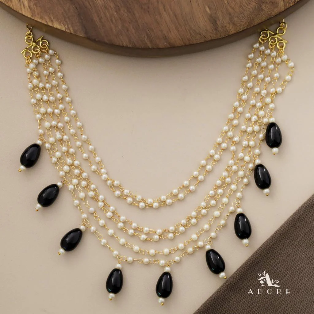 Carly Pearl 6 Layer Glossy Beads Short Neckpiece - Image 5