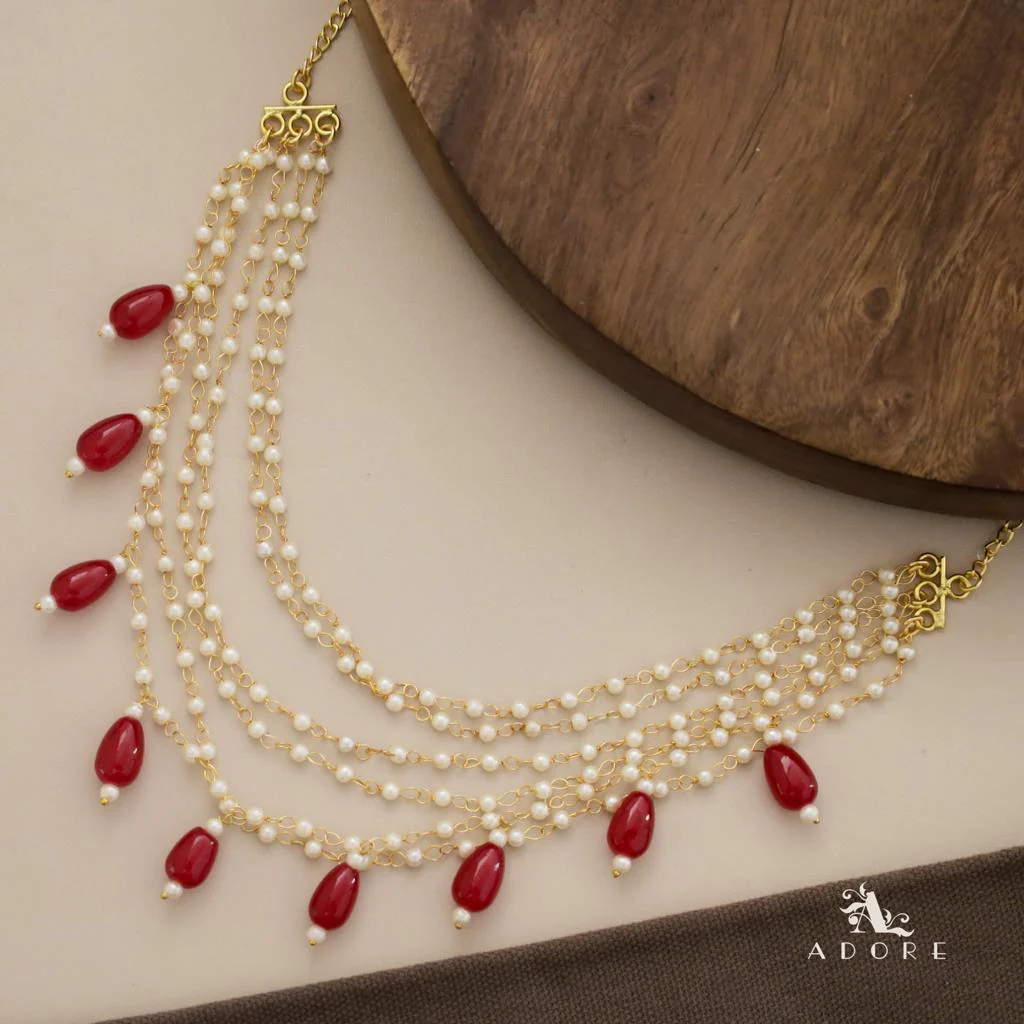 Carly Pearl 6 Layer Glossy Beads Short Neckpiece - Image 6