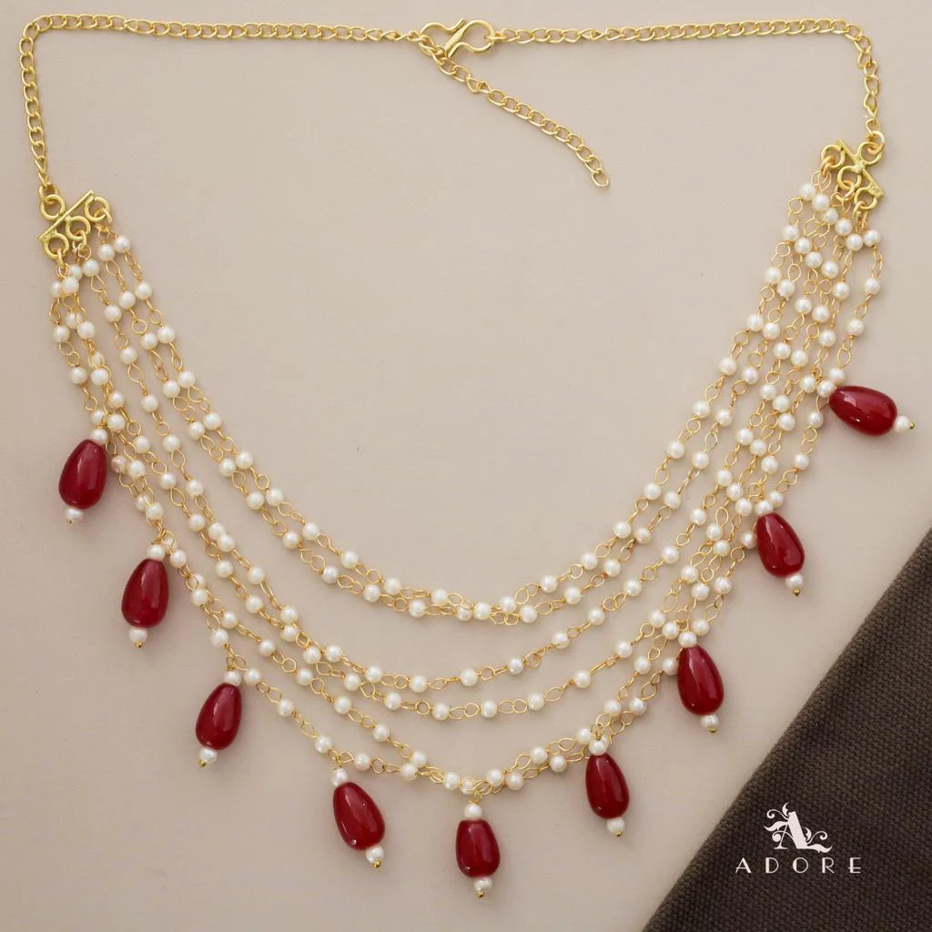 Carly Pearl 6 Layer Glossy Beads Short Neckpiece - Image 9