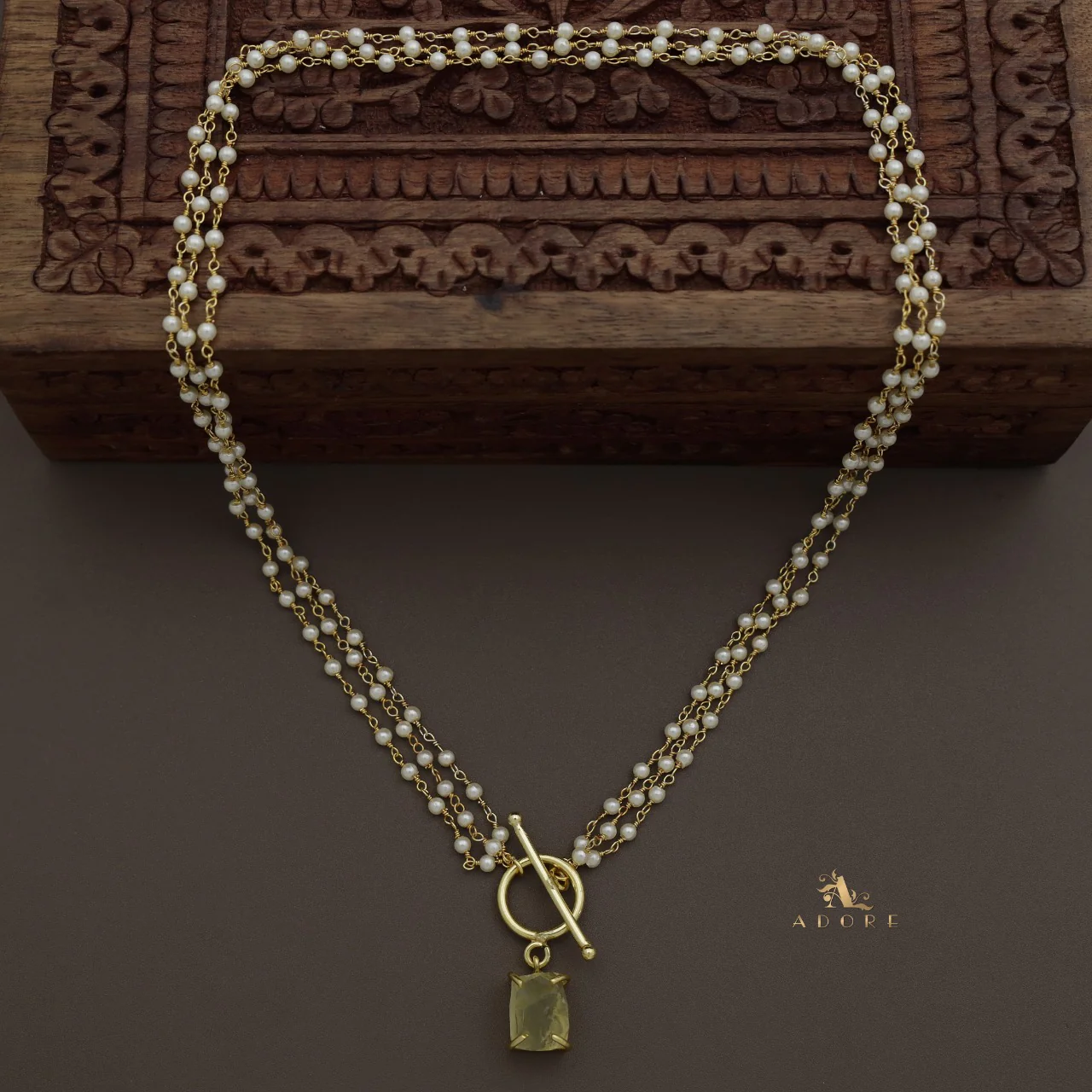 Carly Ring Raw Stone Pearl Neckpiece - Image 3